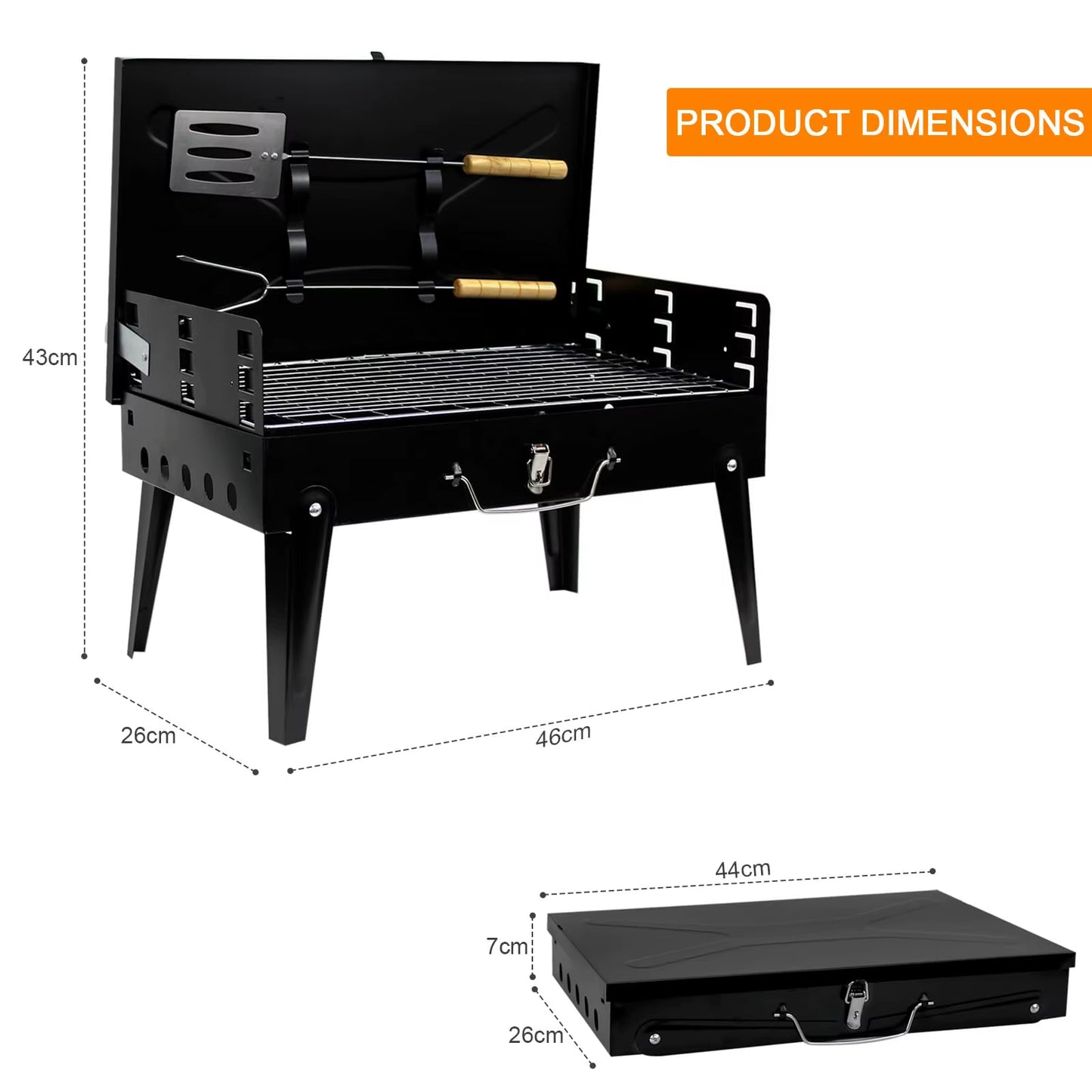 Portable Folding Charcoal Barbecue Grill for Outdoor Garden Camping BBQ with Utensil Tools By