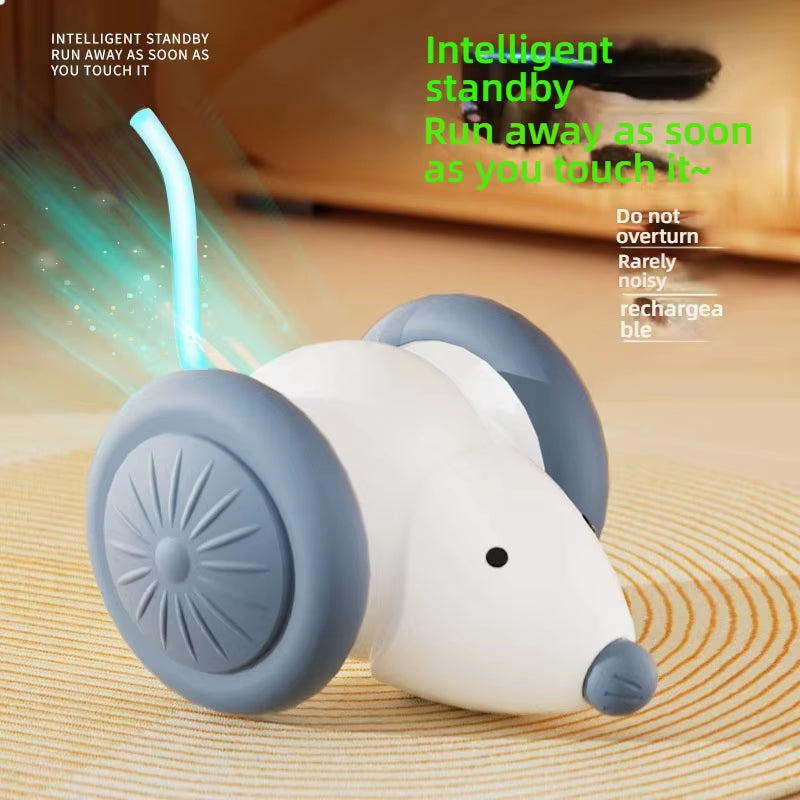 Interactive Electric Mouse Car for Cats - Silent Automatic Teaser with Smart Obstacle Avoidance