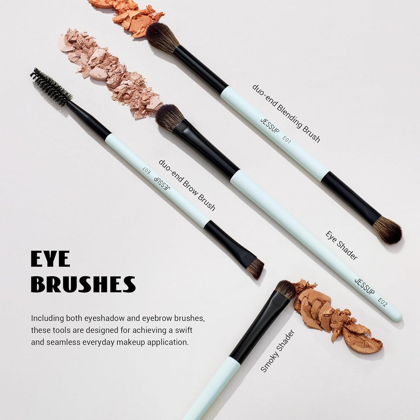 Vibrant Cyan 6-Piece Double-Sided Vegan Makeup Brush Set for Flawless Foundation, Contour, Blush, Highlight, and Eyeshadow Application