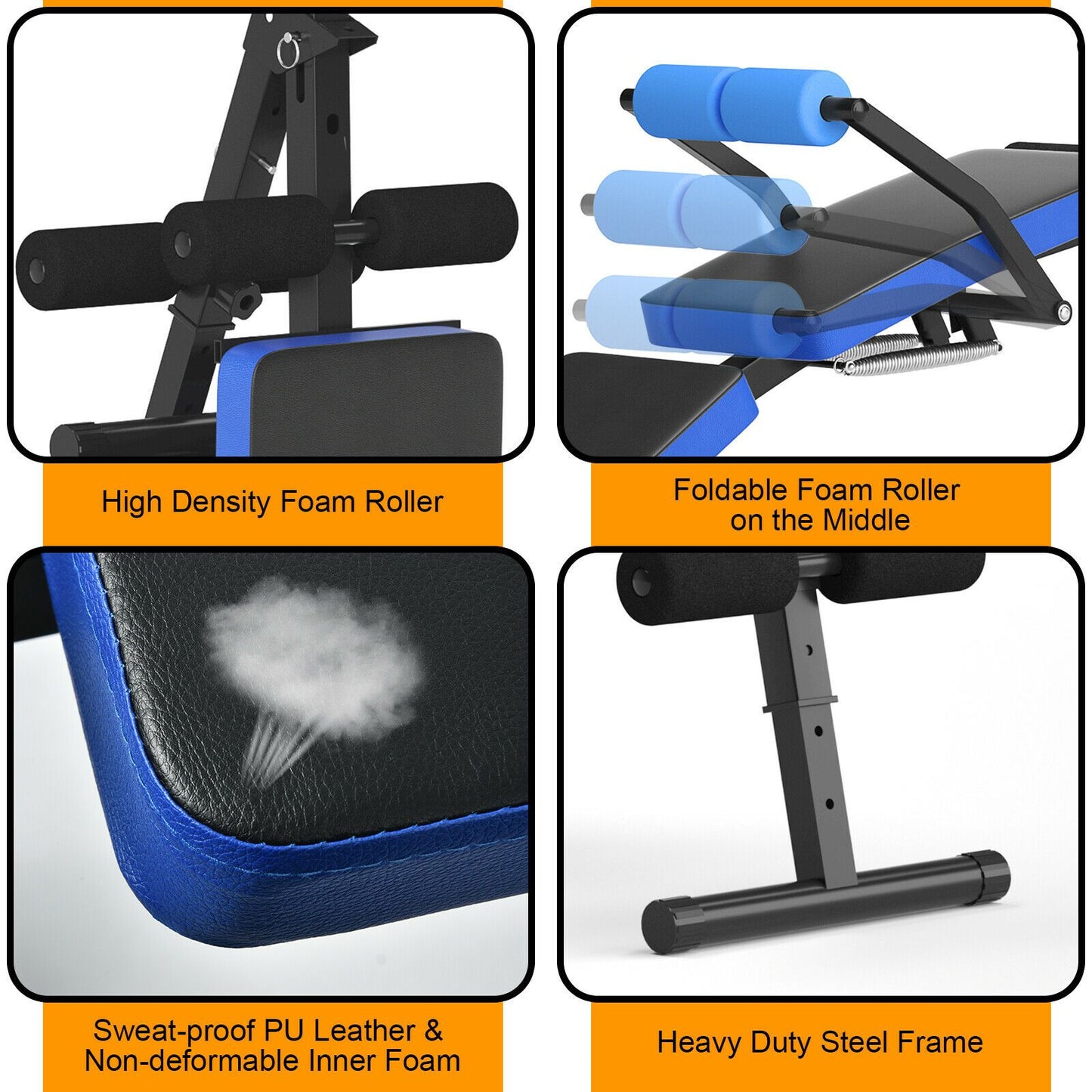 Adjustable Foldable Multi-Workout Weight Bench with LCD Display