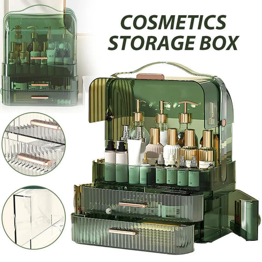3-Layer Cosmetic Storage Box Large Capacity Transparent Drawer Jewellery Makeup Storage Box 