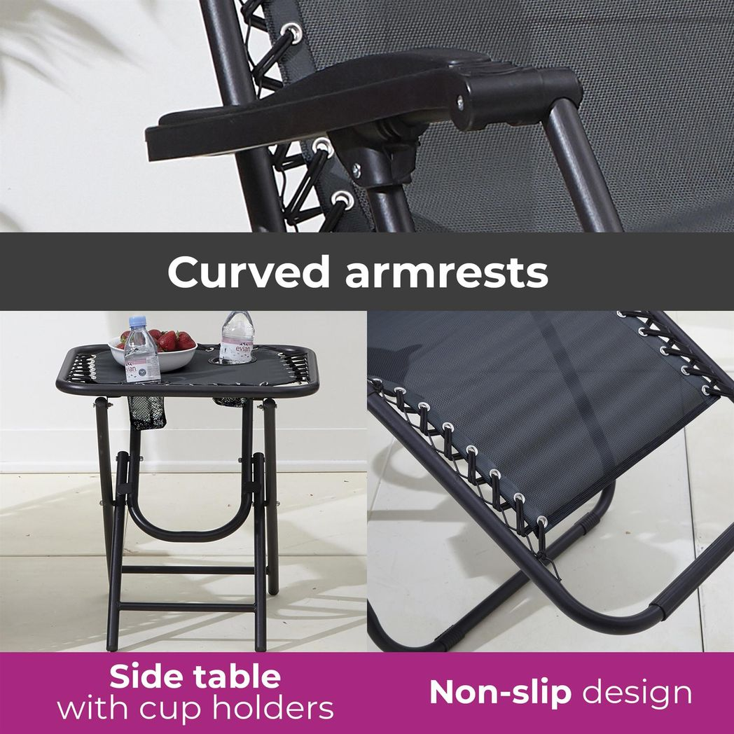 Neo Black Adjustable Zero Gravity Chair & Table Set - Ultimate Comfort Awaits!