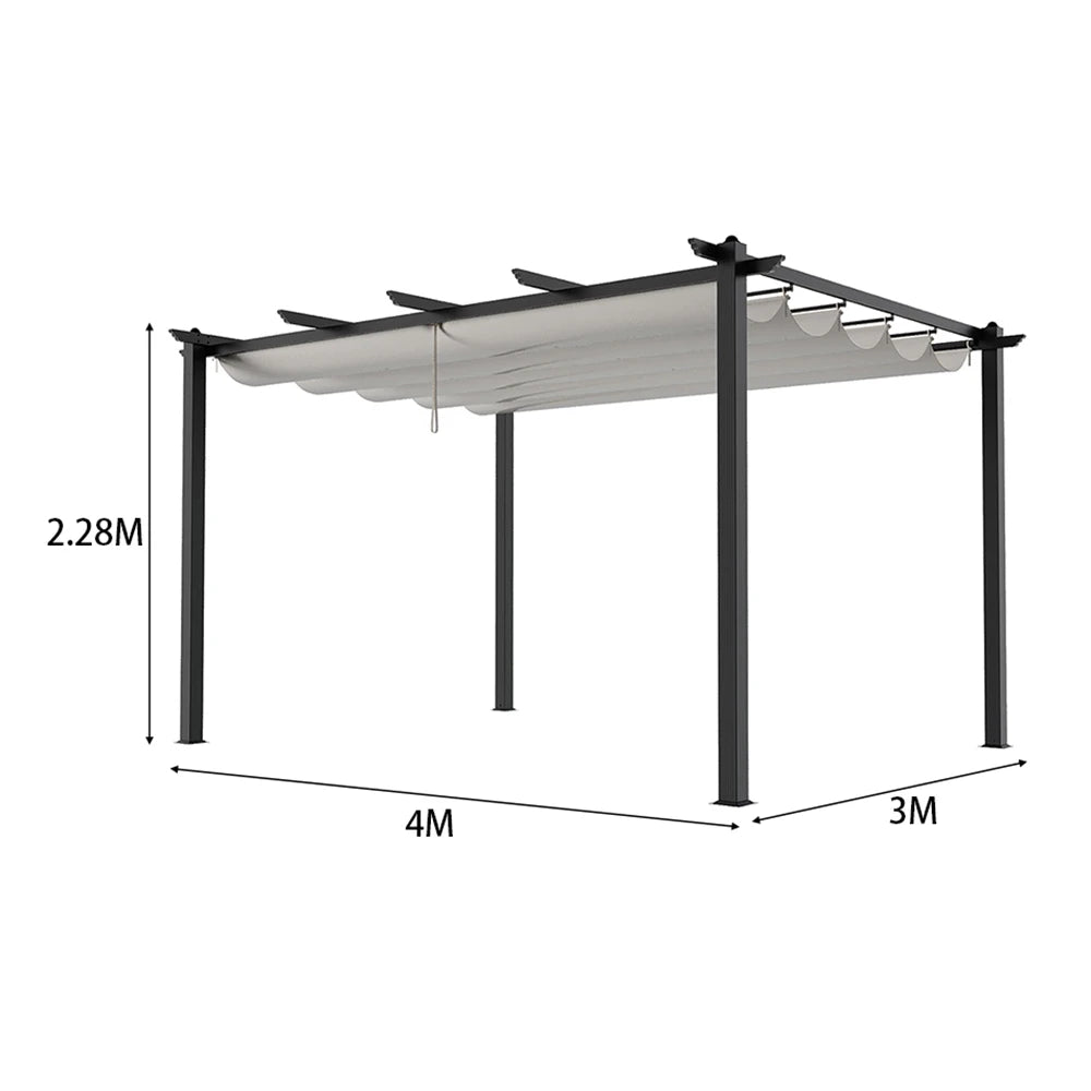 3x4M (10x12Ft) Aluminium Pergola with Retractable Louvered Roof - Versatile Garden Gazebo Canopy