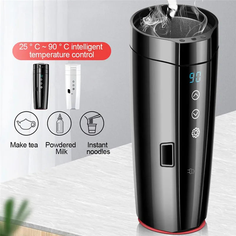 Ultimate Portable Electric Stainless Steel Car Mug with LCD Temperature Display for Perfect Coffee and Tea on the Go