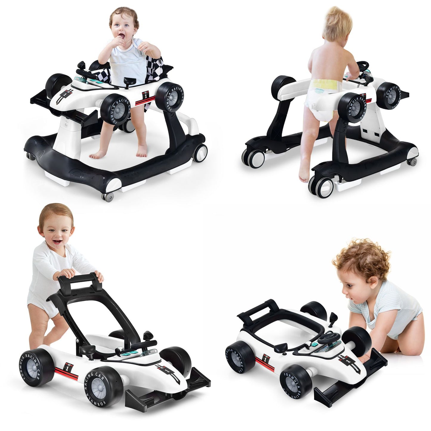 Versatile 4-In-1 Baby Push Walker - Adjustable Height & Speed for Growing Toddlers
