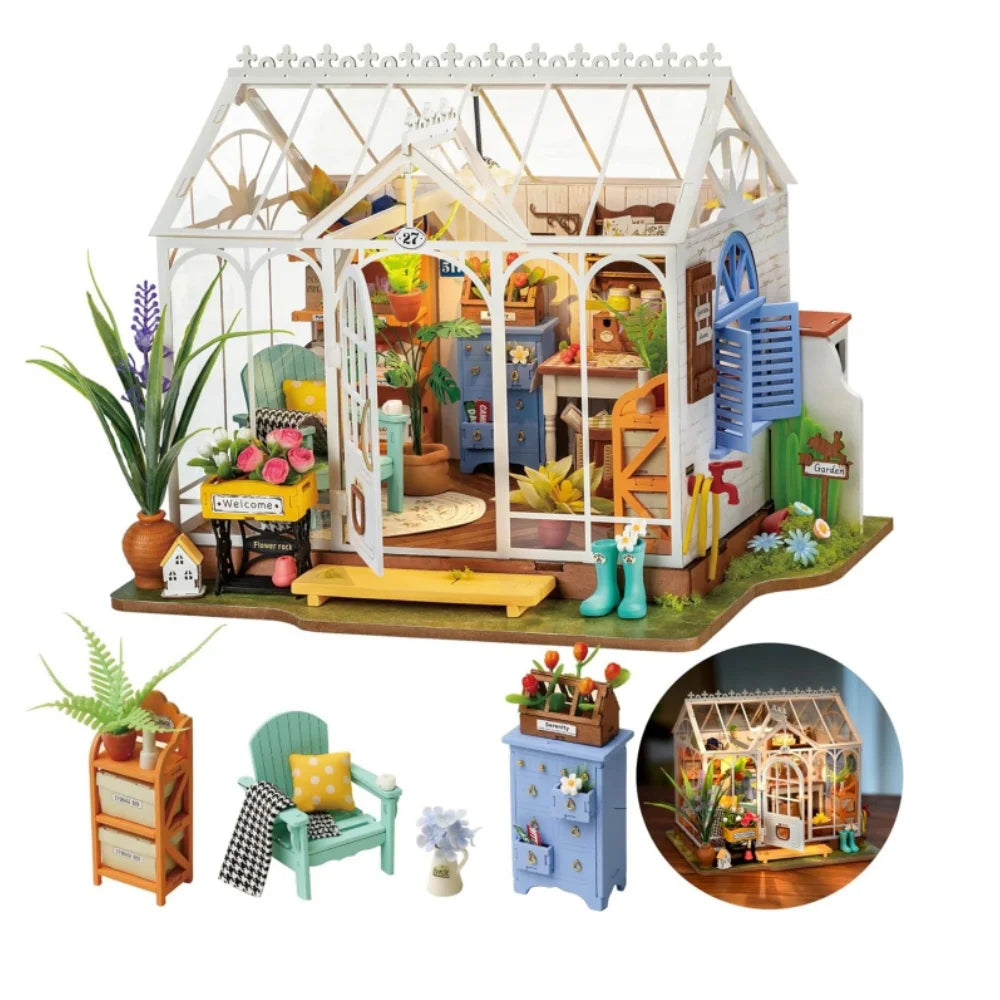 Rolife Dreamy Garden House 3D Puzzle Miniature Dollhouse Kit - Perfect for Crafting and Home Decor!