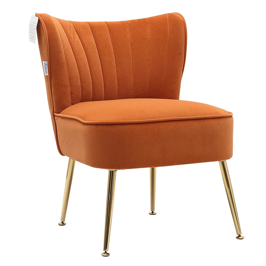 Modern Armless Wingback Accent Chair with Gold Legs for Living Room Bedroom