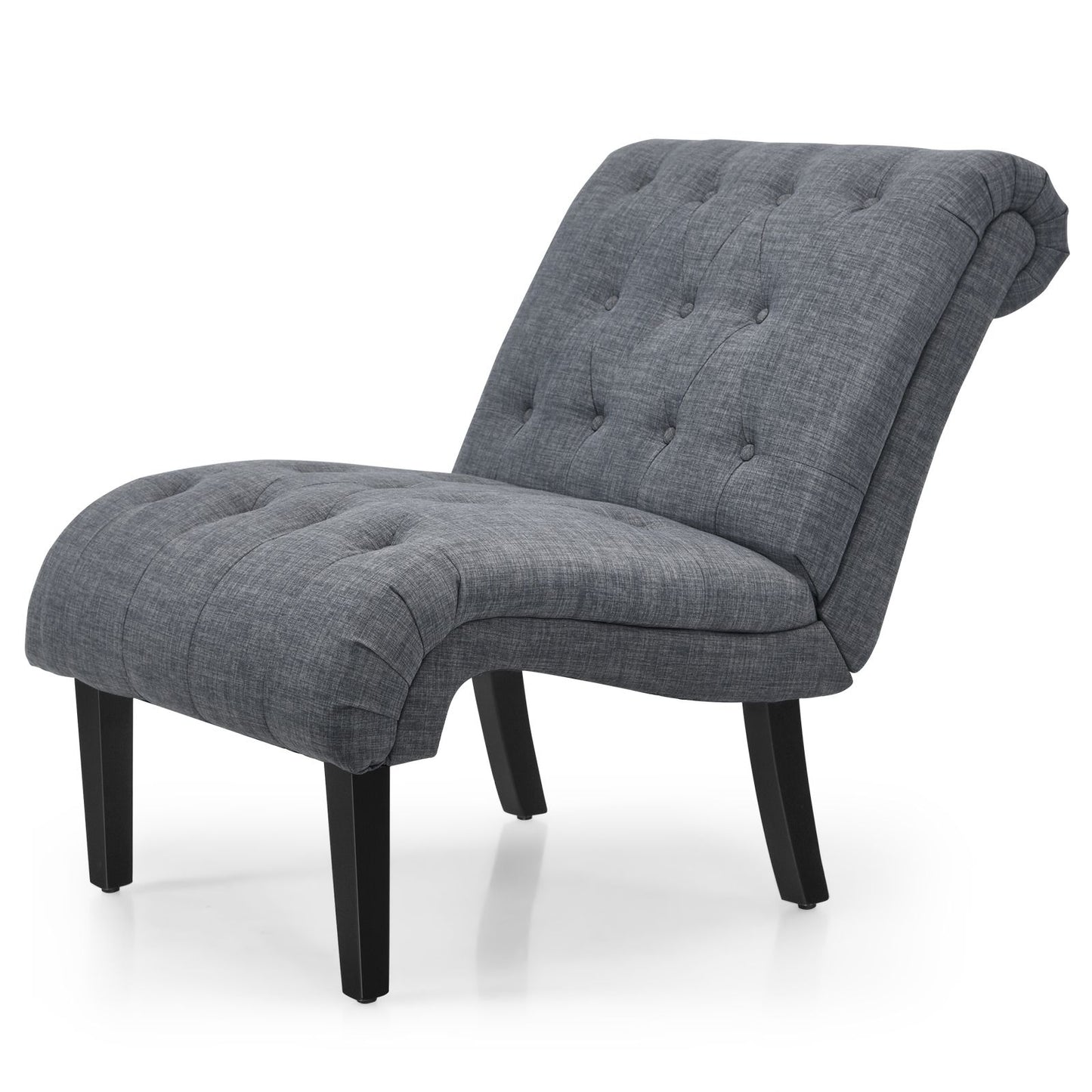 Modern Upholstered Accent Chair with Button Tufted Linen Fabric
