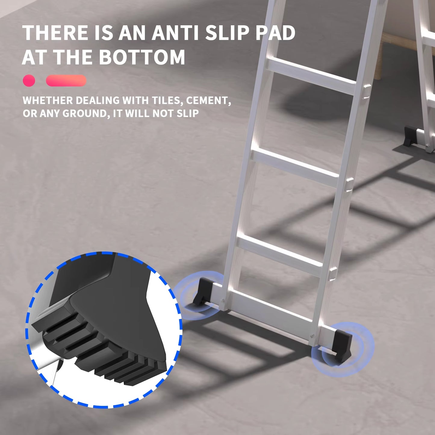 4.7M Telescopic Ladder, Multi-Purpose Extendable Aluminum Ladders, 14 in 1 Folding Adjustable Telescoping Step Ladder Portable