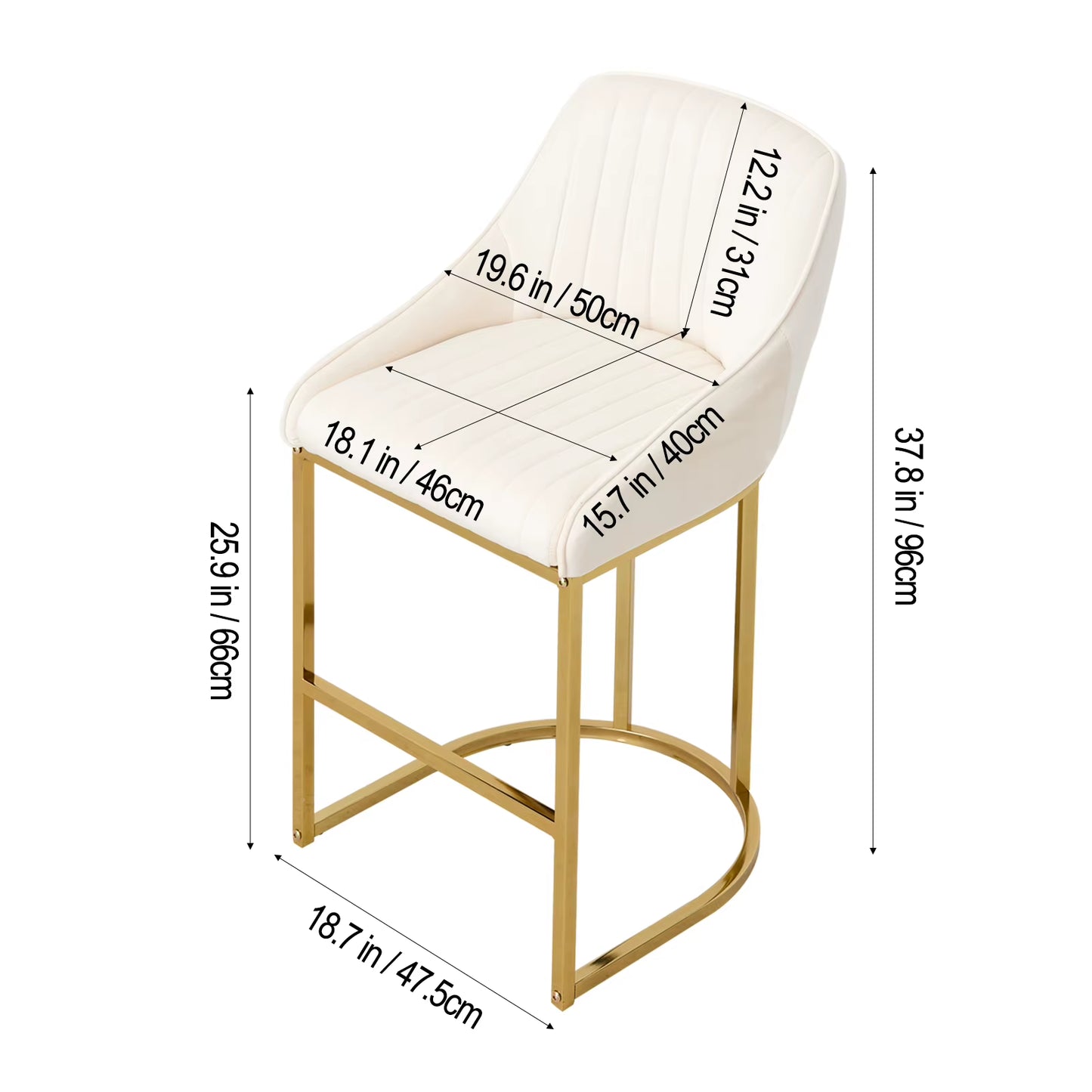 Upholstered Bar Stools Set of 2 Comfortable Dining Chairs for Home Furniture