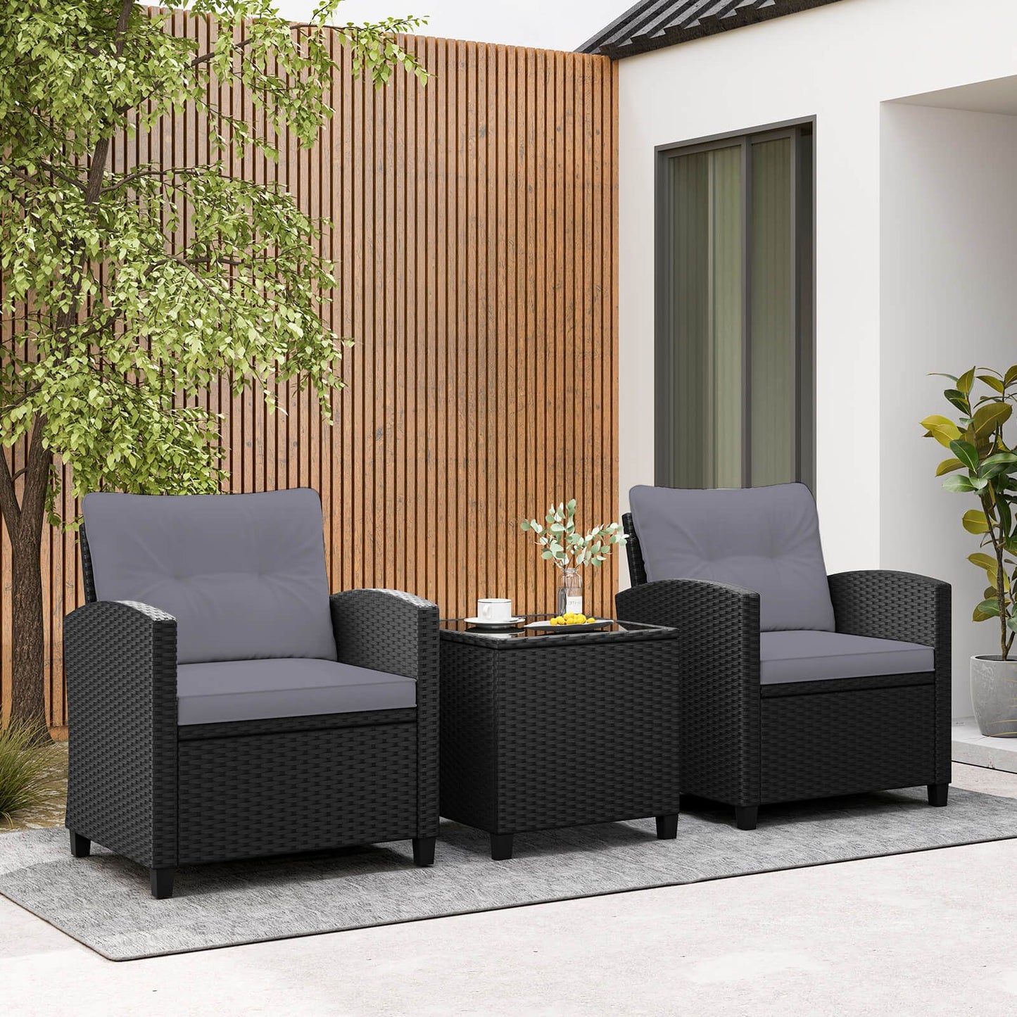 Stylish 3-Piece Rattan Patio Furniture Set with Comfortable Cushions for Ultimate Relaxation