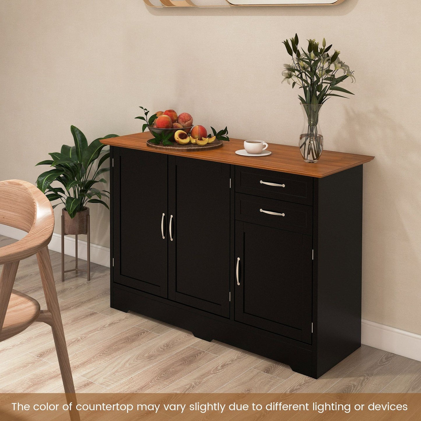Modern Kitchen Storage Sideboard Cabinet with Adjustable Shelf and Drawers