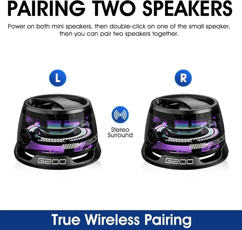 Portable Bluetooth Speaker G200 RGB Speaker BT5.3 Mini Sound Box 7 Hours Playback Phone Holder