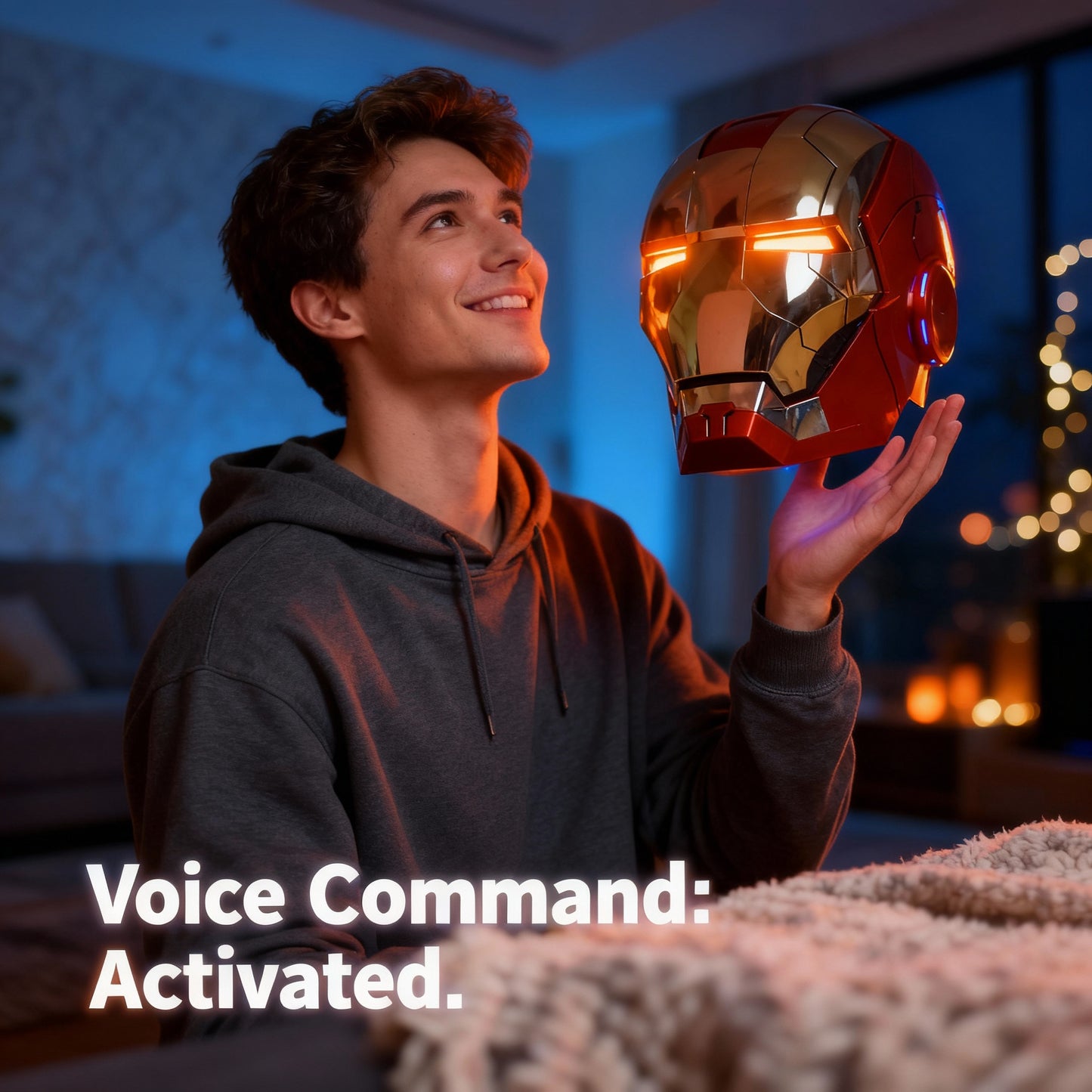 Iron Man Helmet Cosplay Voice Control Eyes with LED Light Model Perfect Christmas Gift