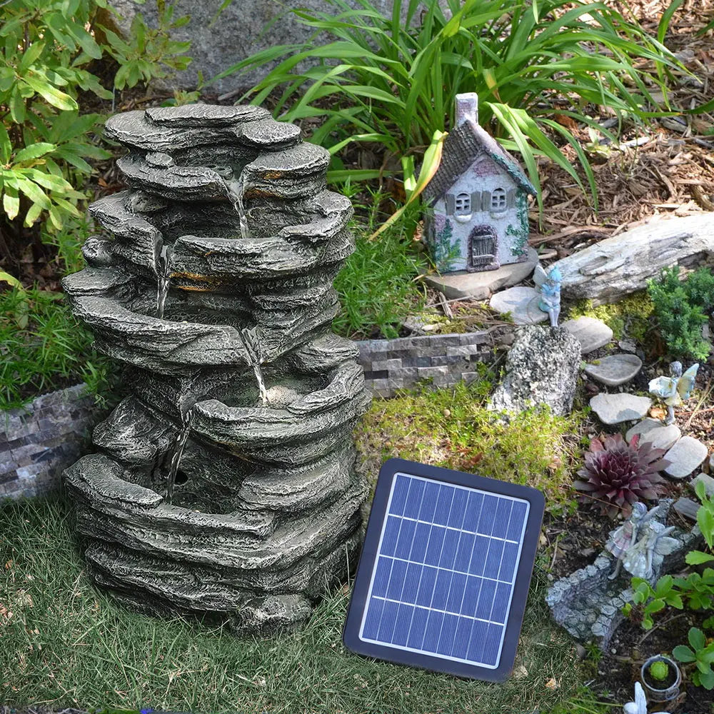 Outdoor LED Waterfall Fountain and Rockery Decor for Garden Enhancement