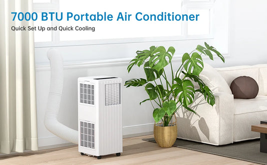 Air Conditioners 7000BTU 3 In1 Portable Air Conditioner Dehumidifier 42L/Day Cooler Fan with 2 Speeds Digital Display & Remote C