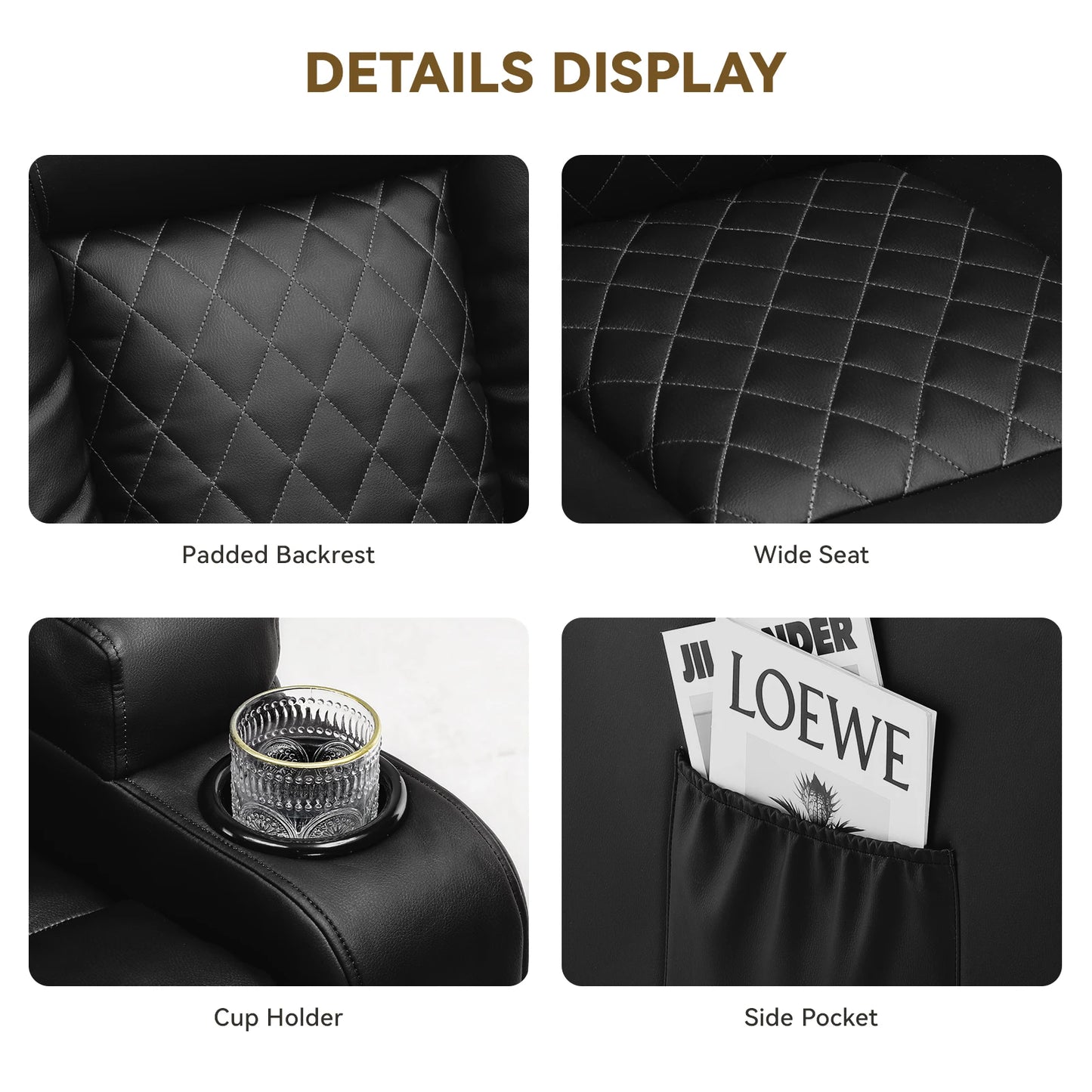 Recliner Armchair Rocker Reclining Chair with Massage & Heat Padded Seat Extended Footrest Oversized Swivel Lounge Sofa