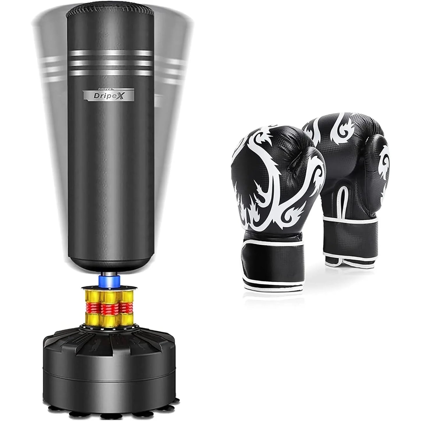 Free Standing Boxing Bag Stand with Suction Cup Base and Gloves - 69''