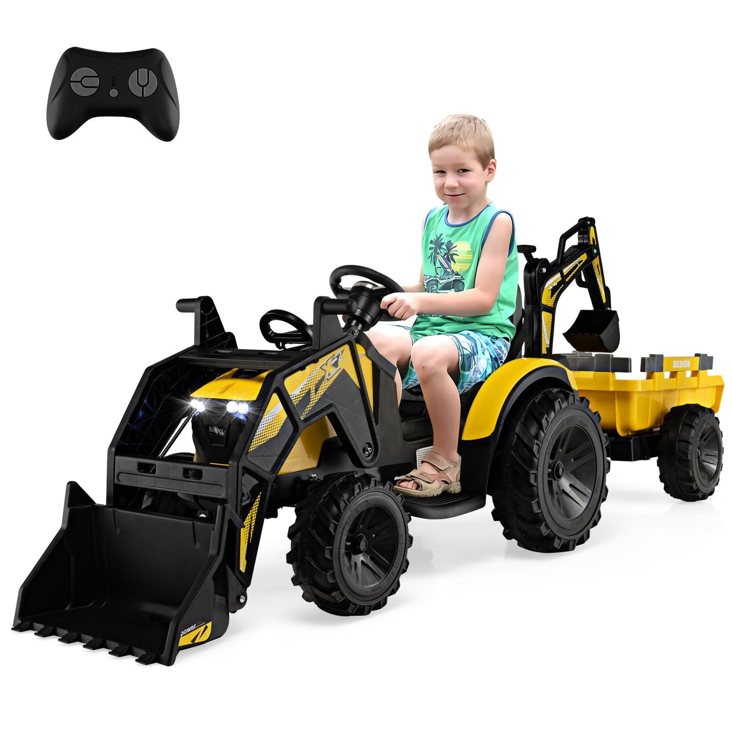 3 in 1 Ride on Tractor and Trailer with Shovel Bucket