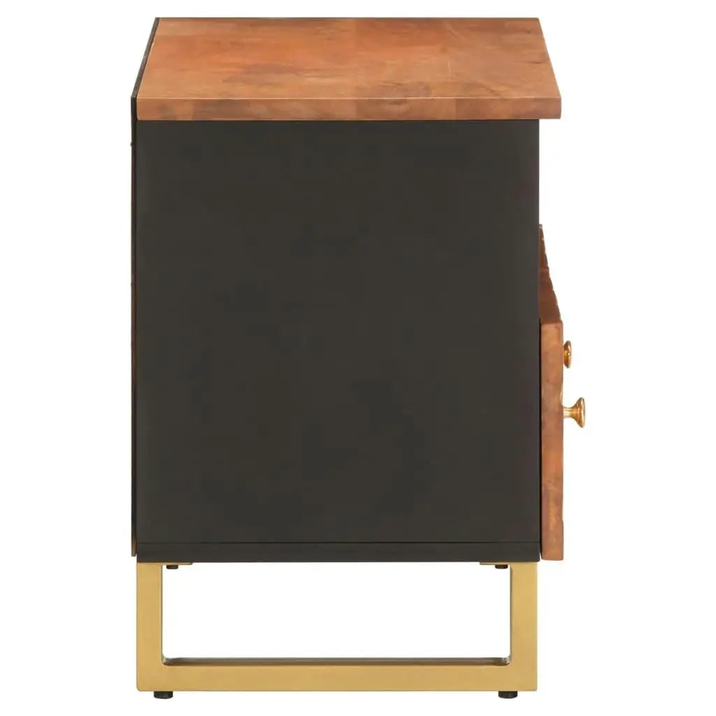 Modern Solid Wood TV Cabinet in Brown & Black - 70X33.5X46 Cm, Durable Mango Design