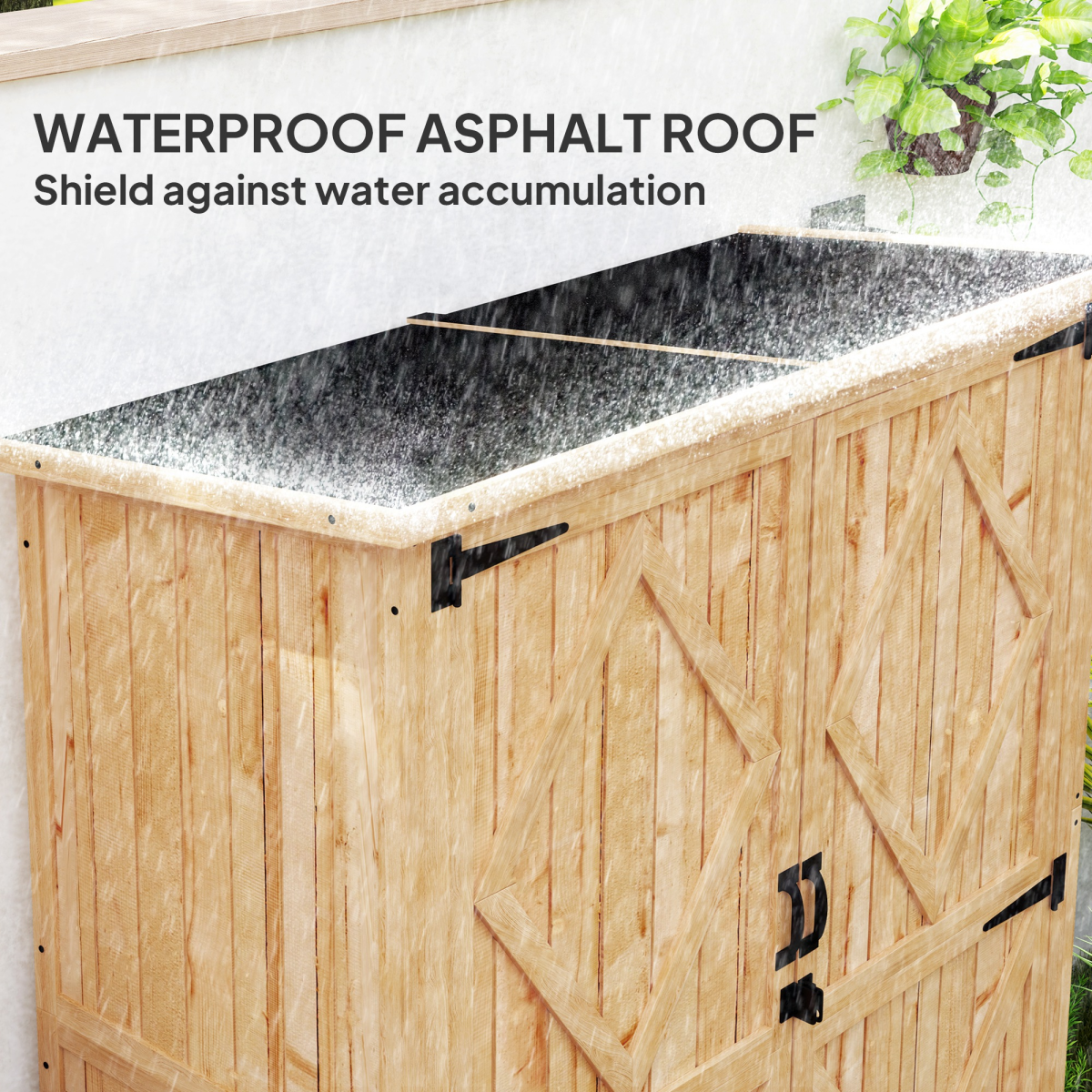 Wood Tool Cabinet with Double Doors - Natural Finish