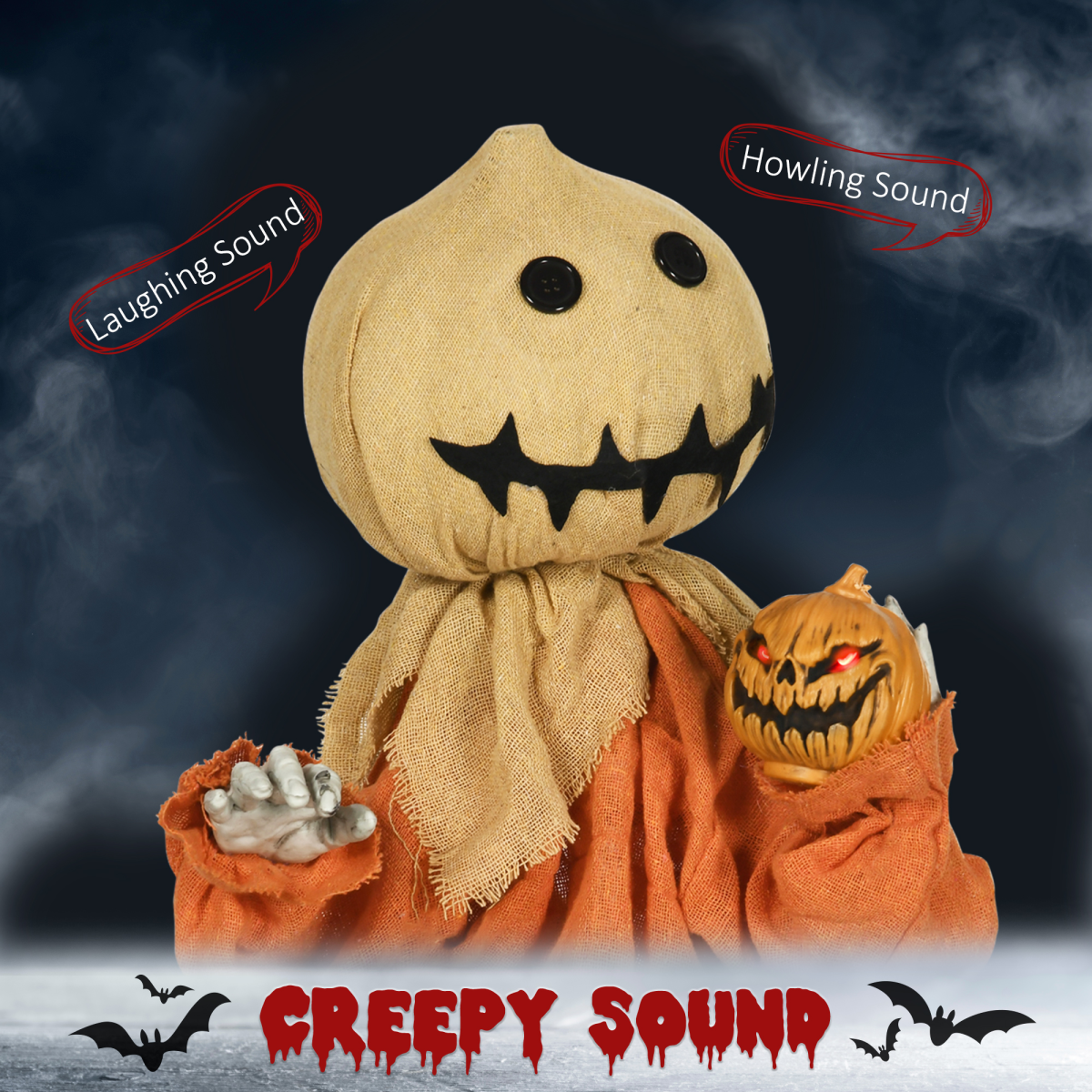 80cm Outdoor Halloween Witch Prop with Light-Up Eyes (Battery-Operated)