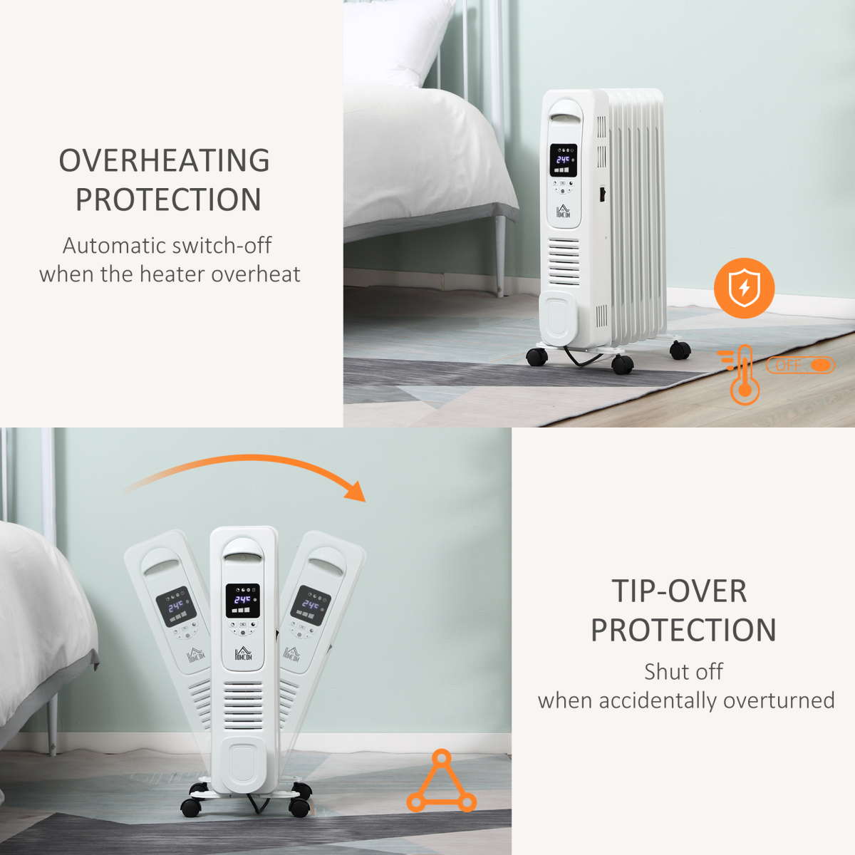 1500W Digital Oil Filled Radiator Heater with LED Display & Timer