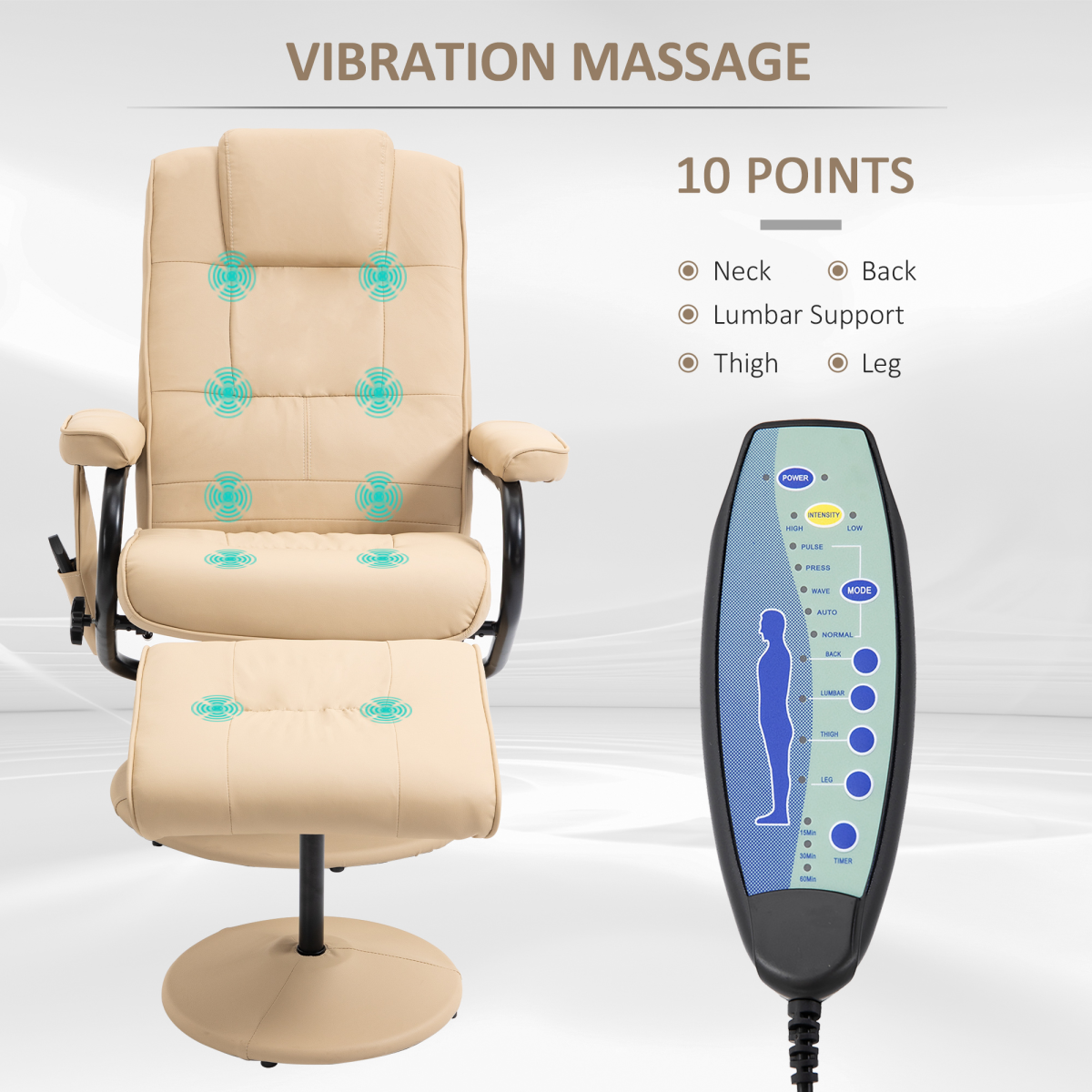 Luxurious Cream Recliner Chair with Massage & Footrest – Ultimate Comfort