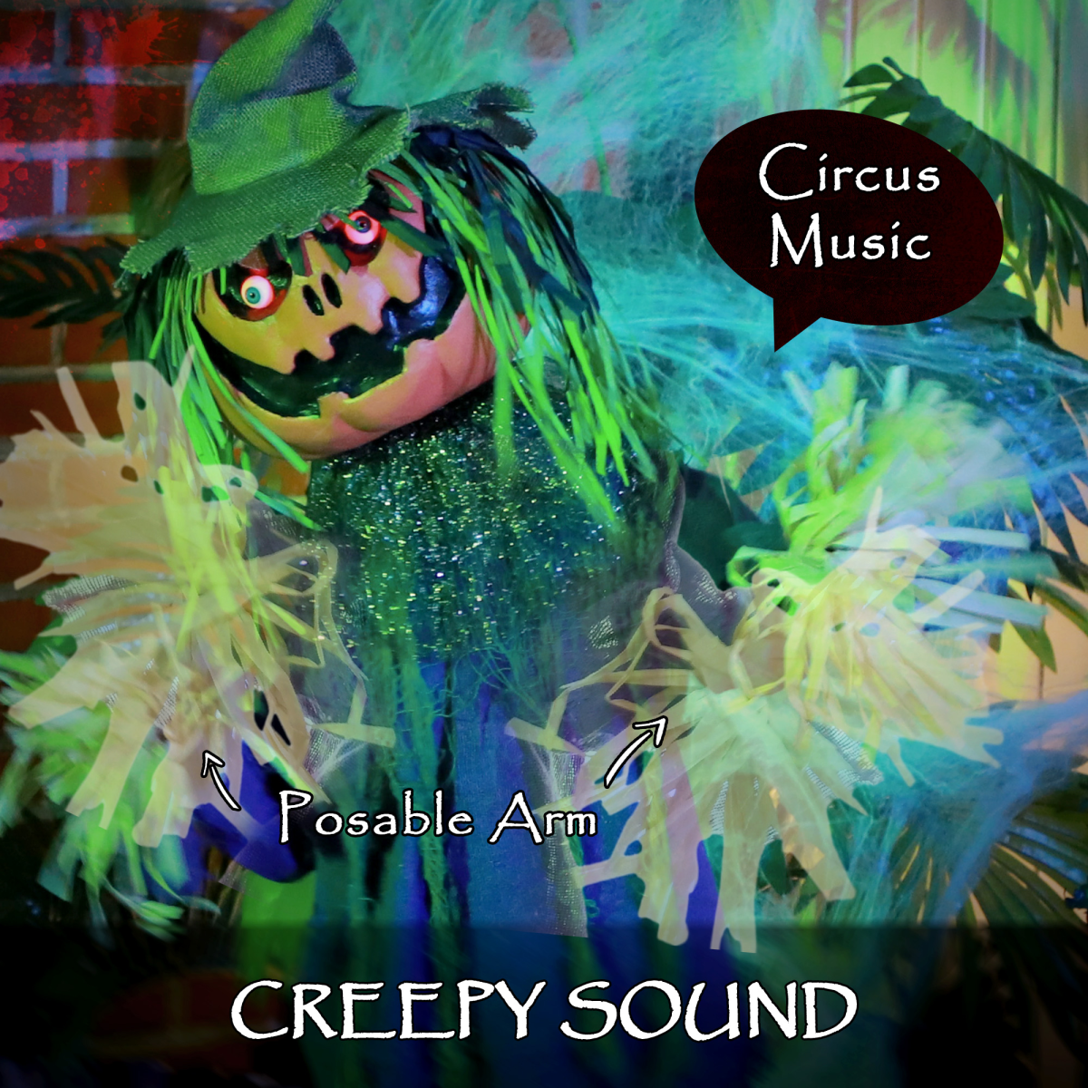 Animated Halloween Pumpkin Prop - Touch / Sound Activated