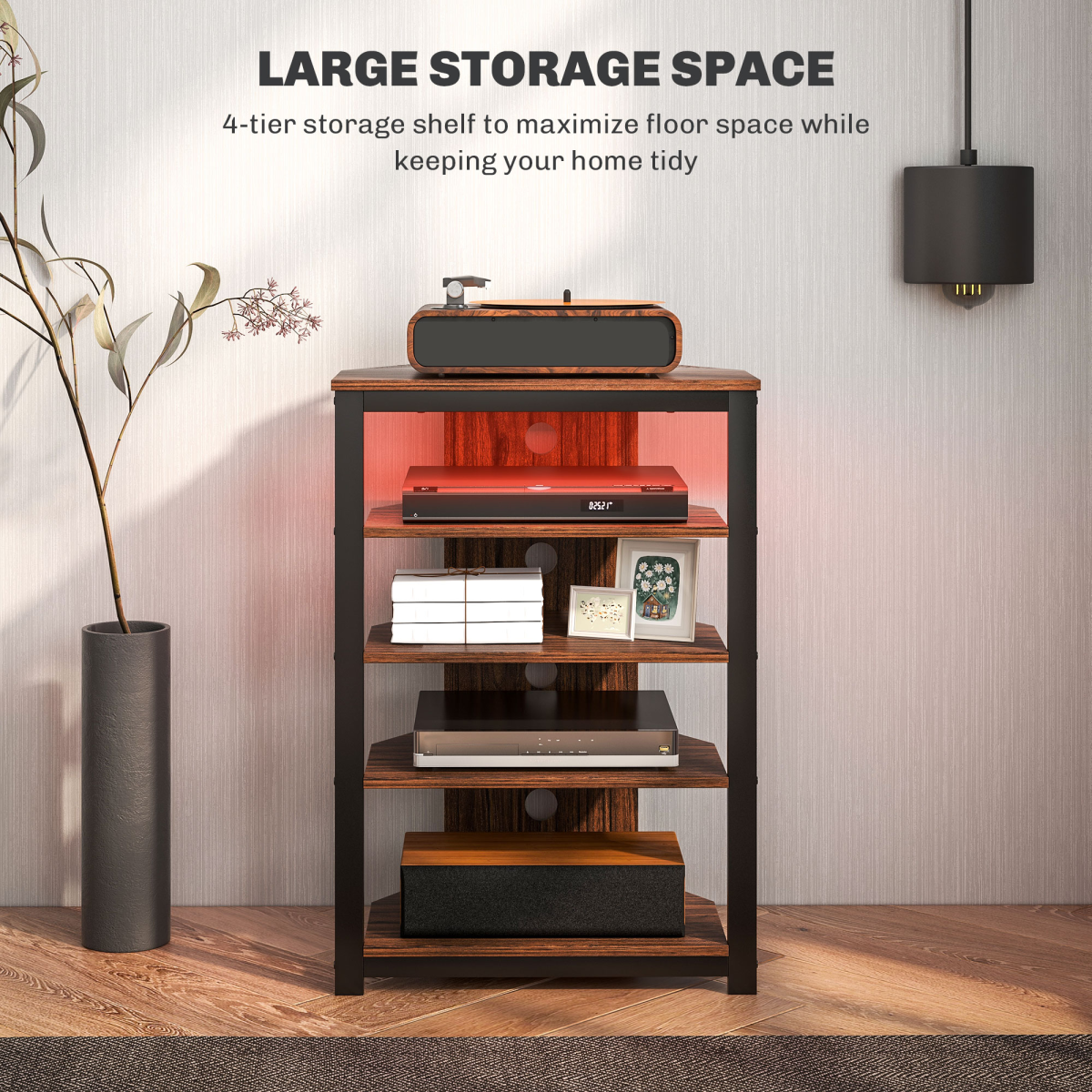 4-Tier TV Stand with LED Lights - Stylish Storage for TVs Up to 29”