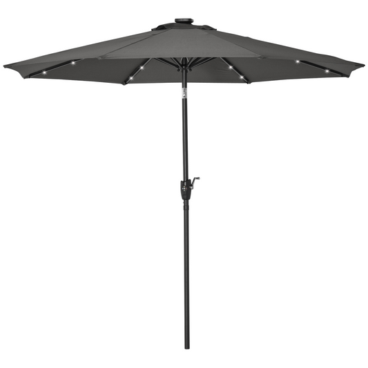 Solar-Powered Wall-Mounted Umbrella with Adjustable LED Lights & Vent Design