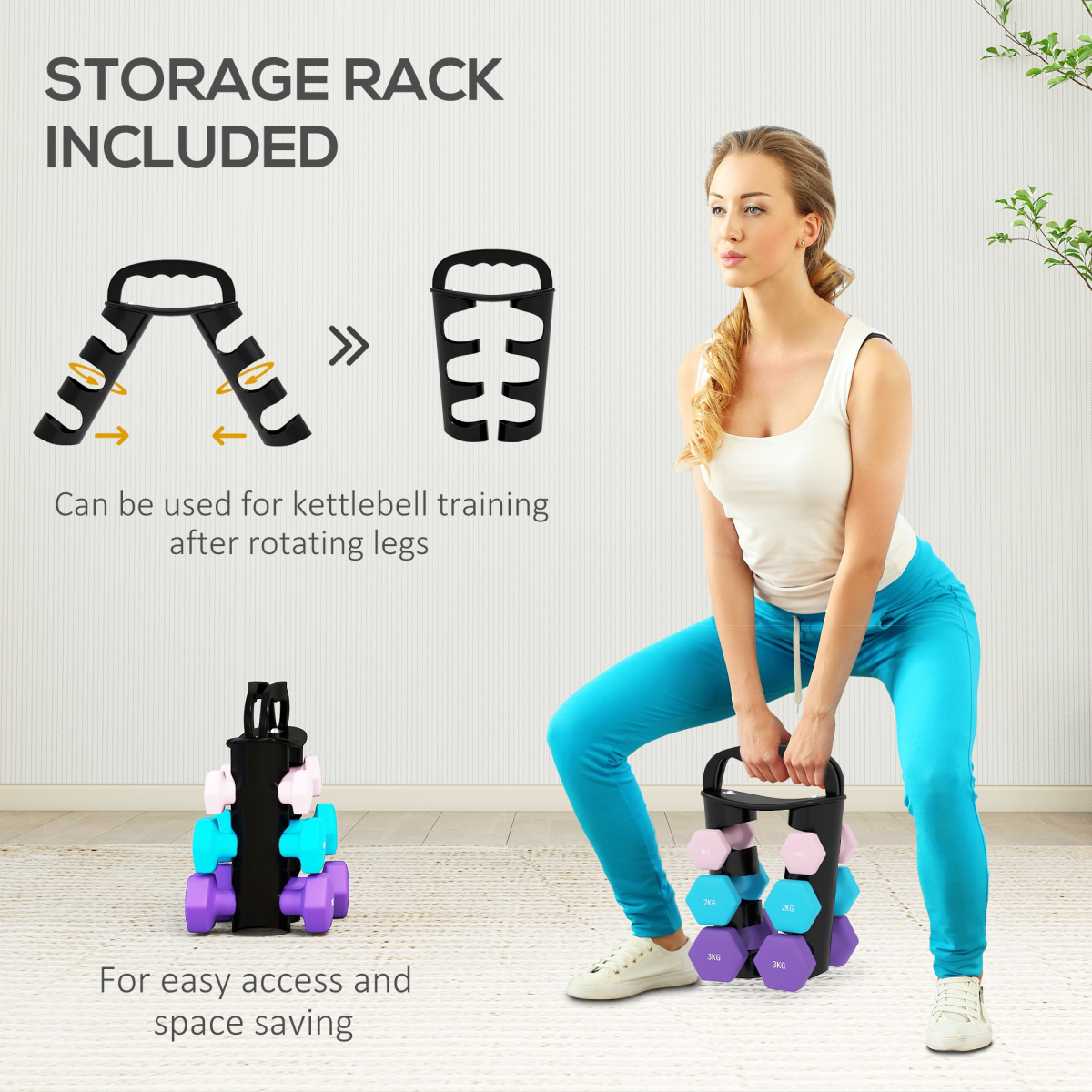 Pink SPORTNOW Dumbbells Set with Rack - 1kg, 2kg, 3kg for Ultimate Workout!