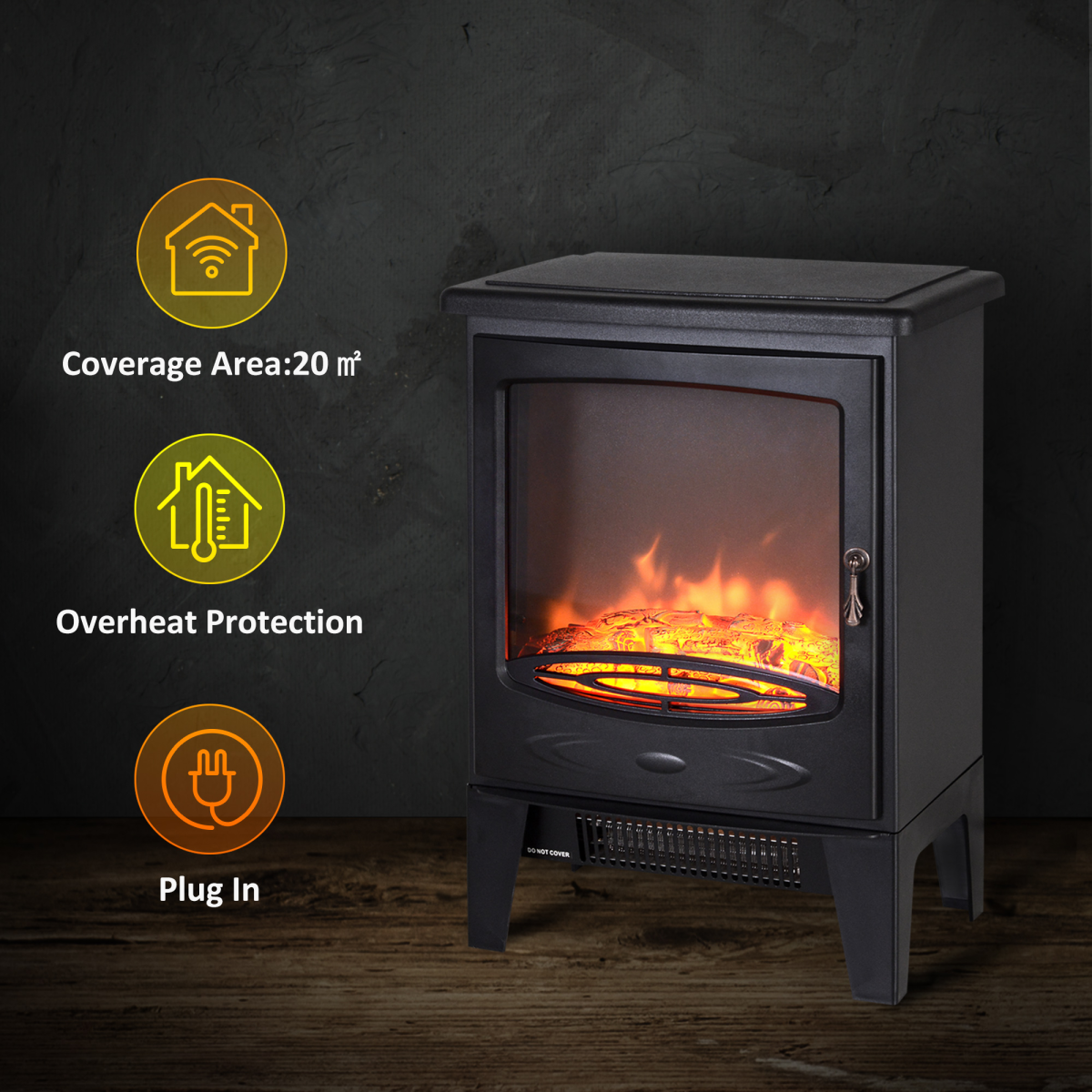 CozyGlow Electric Fireplace: Stylish Freestanding Heater with Faux Flame Effect