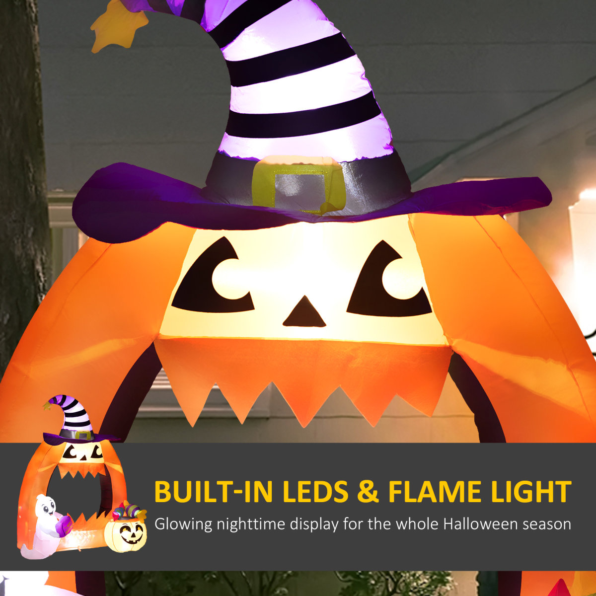 4.9ft Halloween Inflatable Archway with Cute Ghost LED Glow