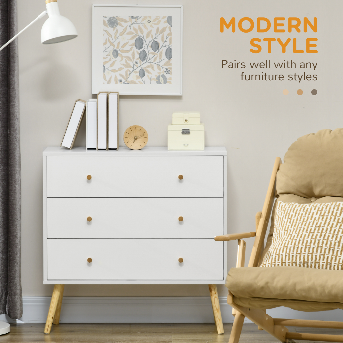 Elegant 3-Drawer Dresser - Stylish Storage Solution for Any Space