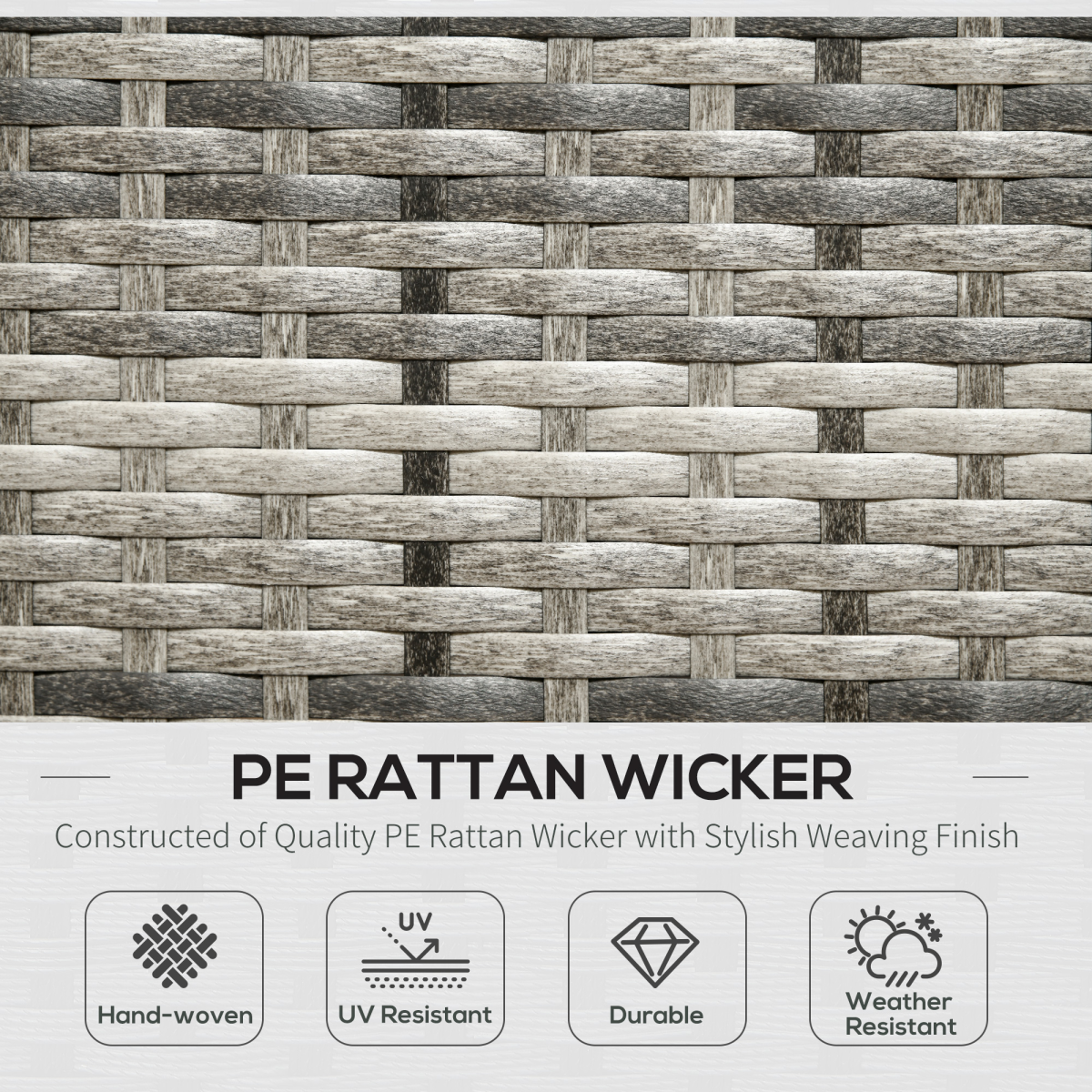 6-Piece Patio Wicker Sofa Set with Glass Table & Cushions - Dark Blue