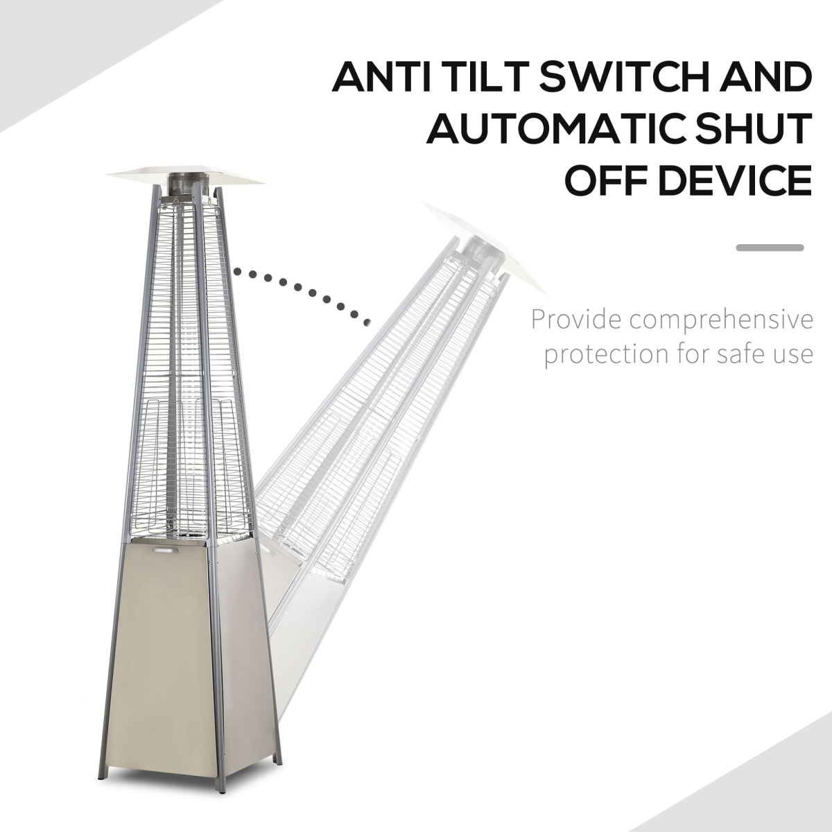 10.5kW Pyramid Patio Gas Heater with Cover - Safe & Portable
