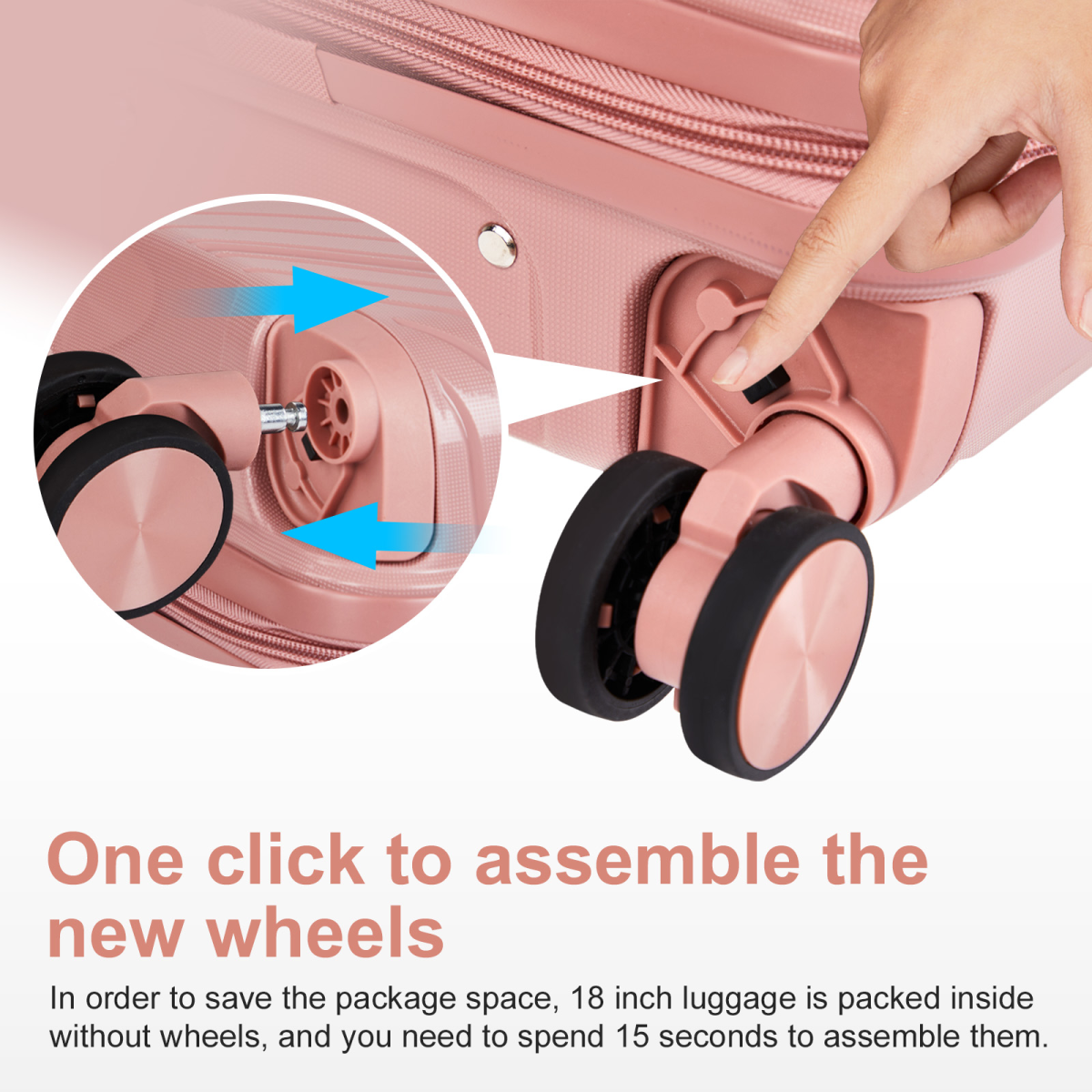 Elegant Rose Gold 4-Piece Luggage Set + Toiletry Kit & Handbag – Travel in Style!
