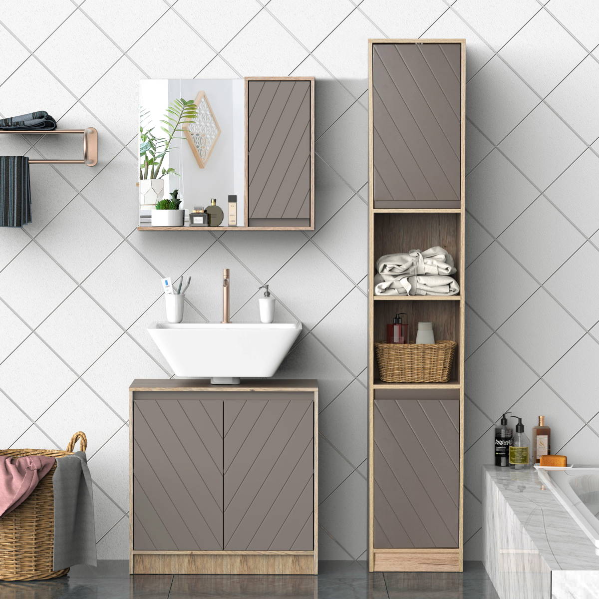 Elegance Meets Utility: 49x57cm Wall-Mounted Bathroom Cabinet & Mirror Shelf