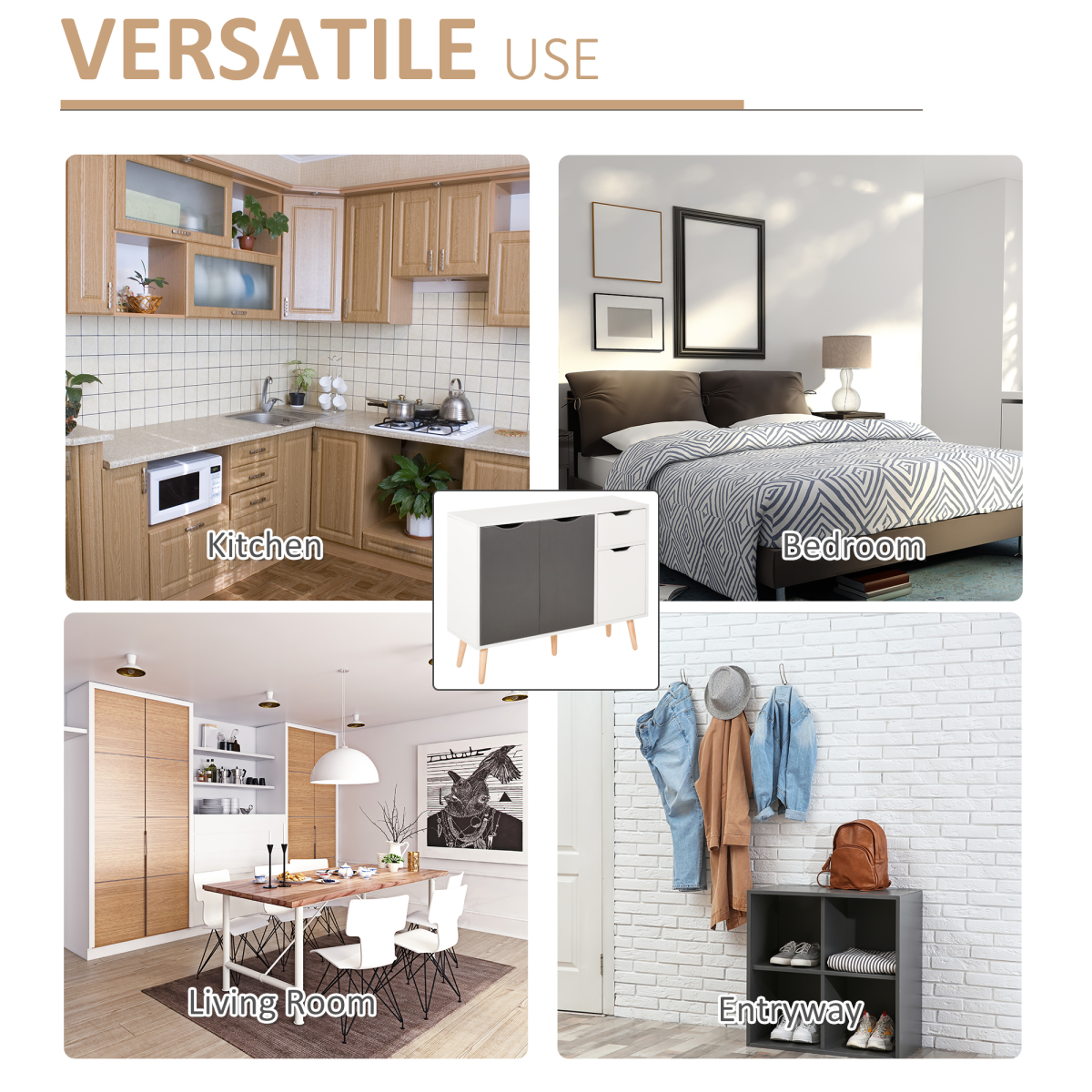 Stylish Multi-Storage Sideboard Cabinet for Home & Office – Space Saver Delight!