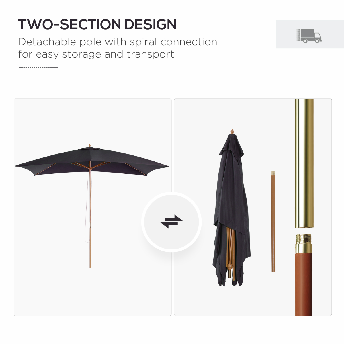 Versatile 7' x 10' Wall-Mounted Umbrella – Stylish Sun & Rain Shelter