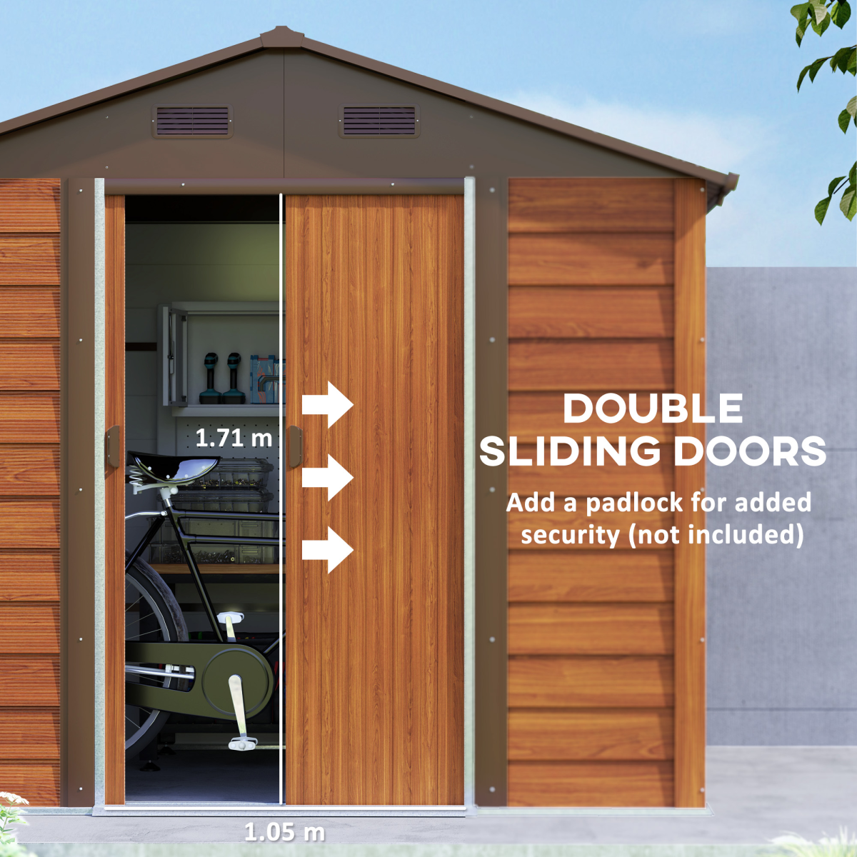 7.7x6.4ft Stylish Garden Shed with Sliding Door - Durable Storage Solution