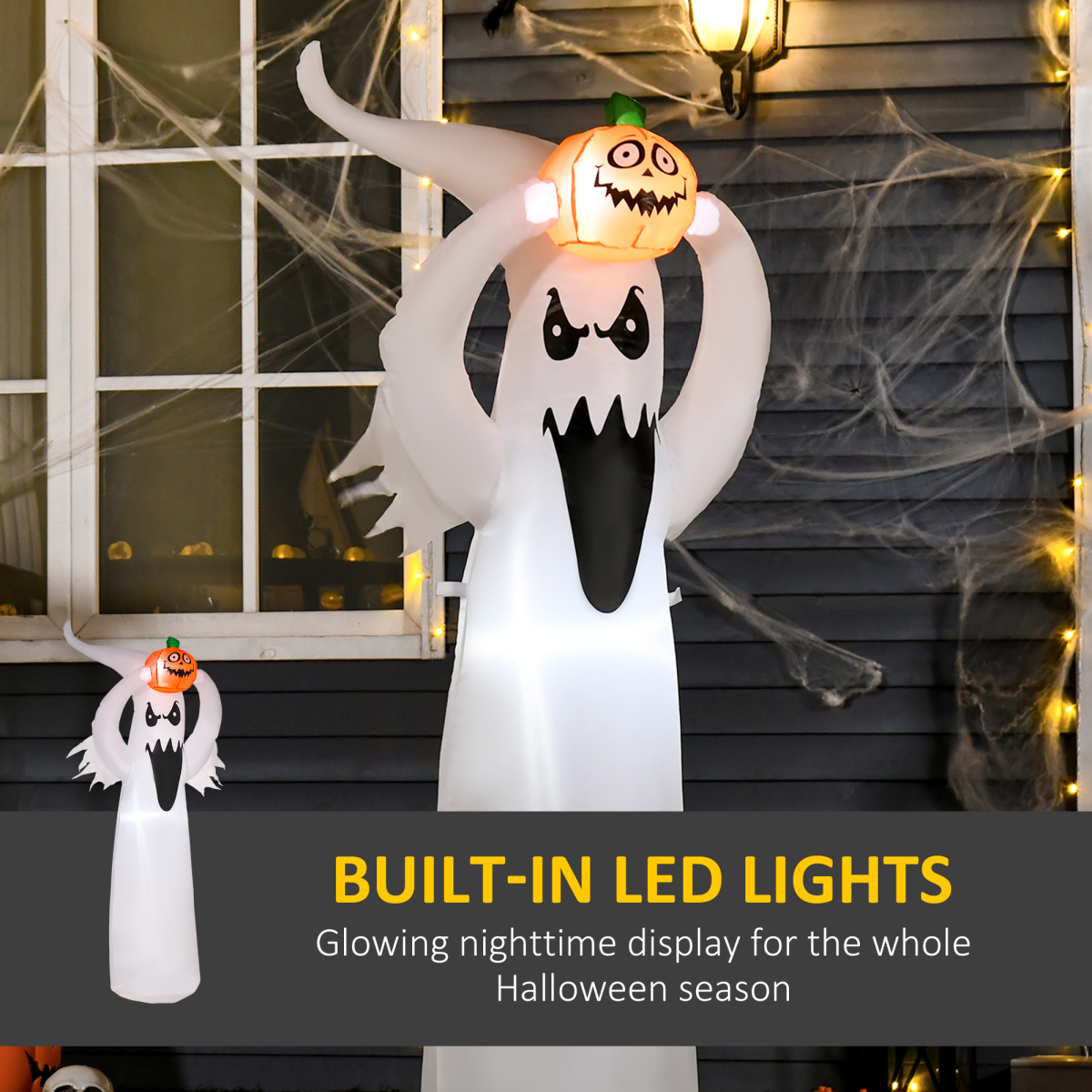 6FT LED Halloween Inflatable: Floating Ghost & Pumpkin Outdoor Decor