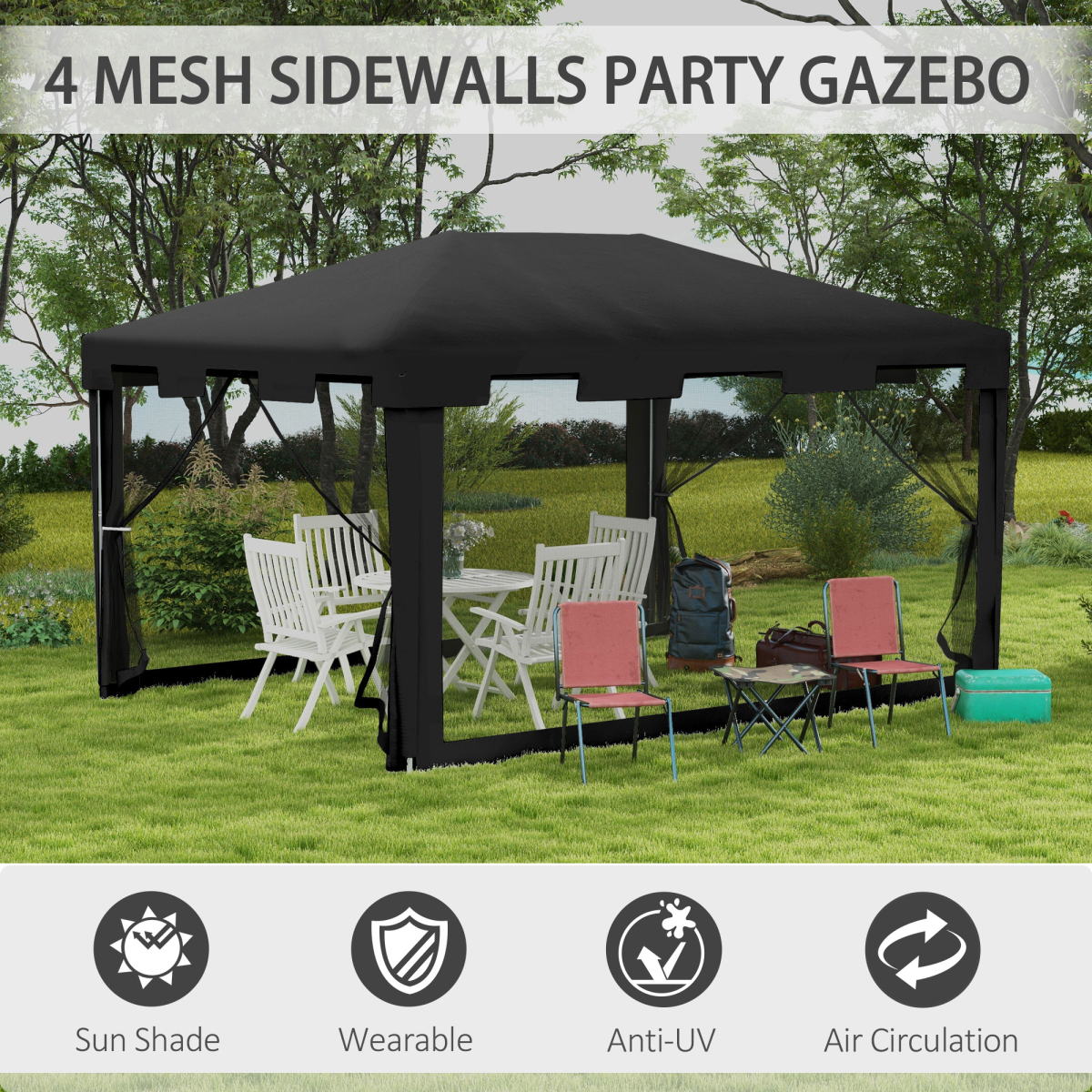 4x3m Waterproof Party Tent Garden Gazebo Canopy Shade