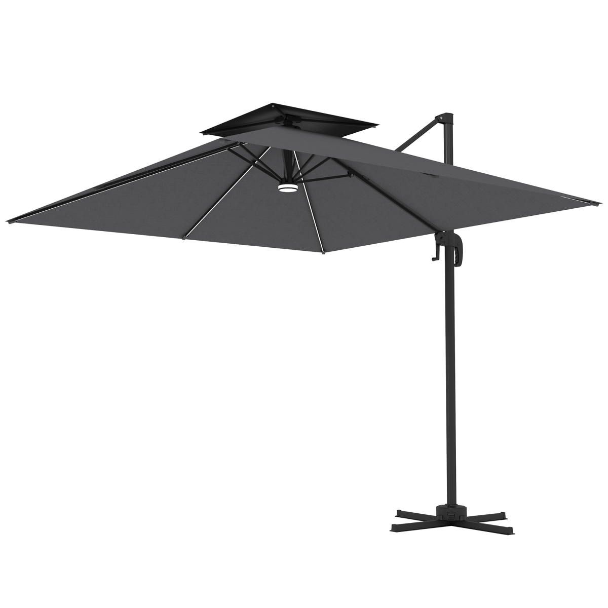 360° Solar-Powered Wall-Mounted Umbrella with LED Lights & Adjustable Tilt