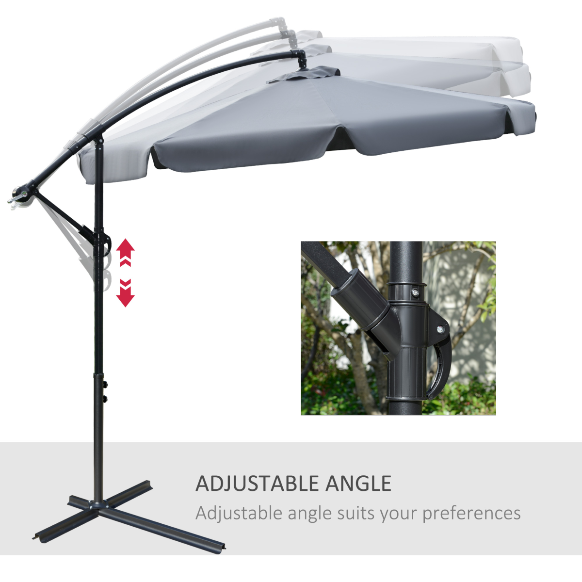 Elegant Wall-Mounted Patio Umbrella with Adjustable Canopy & Steel Frame