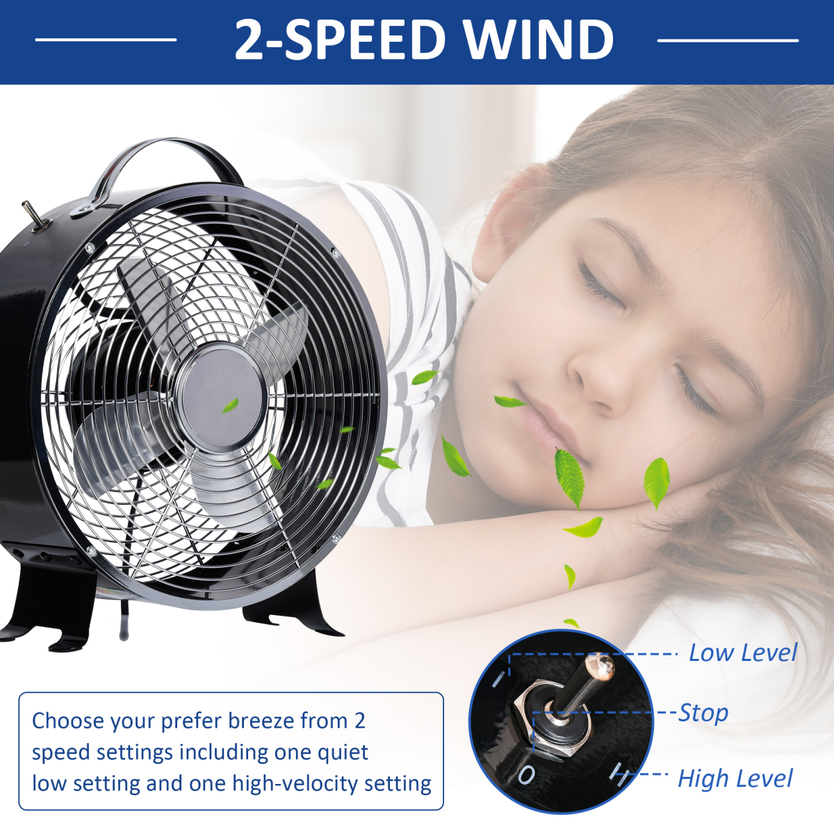 Premium 26cm 2-Speed Electric Fan with Safety Grill & Stable Anti-Slip Feet