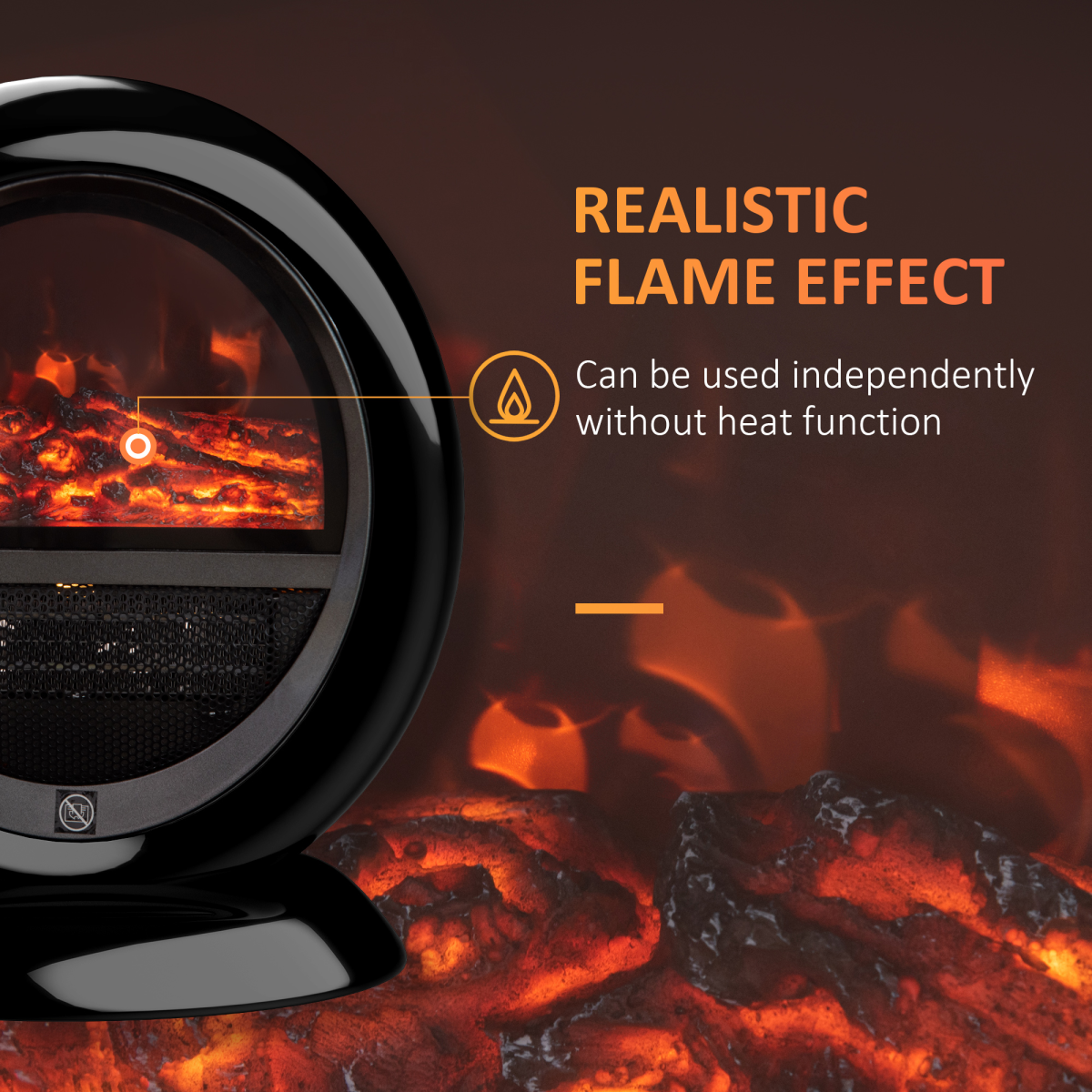 Elegant Freestanding Electric Fireplace Heater with Rotatable Head & Safety Features