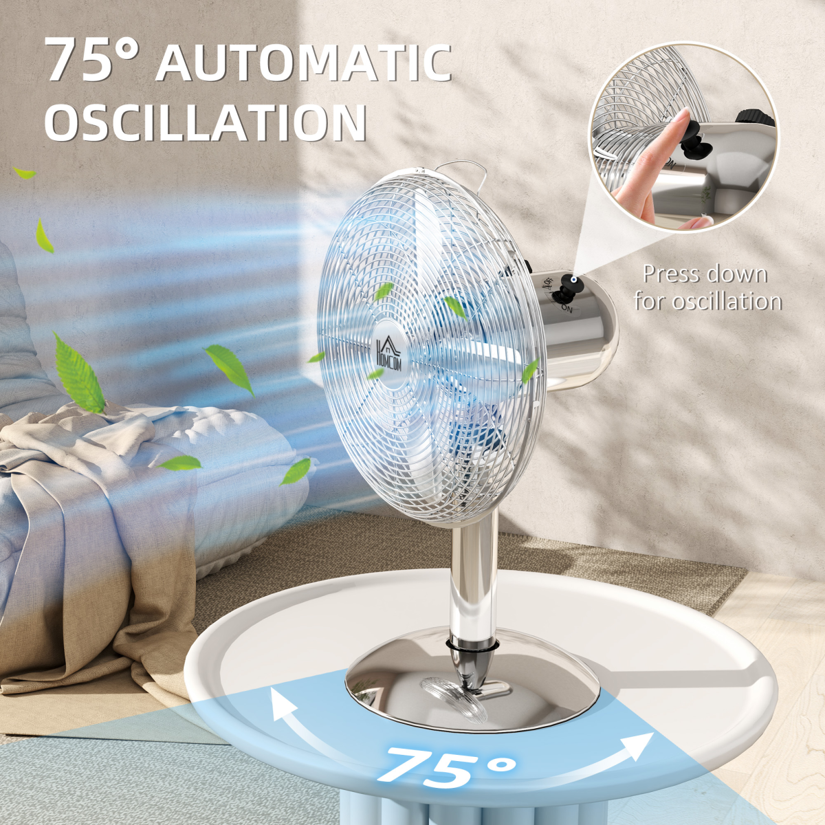 12” Metal Desk Fan: Powerful Breeze with 3 Speeds & Wide Oscillation
