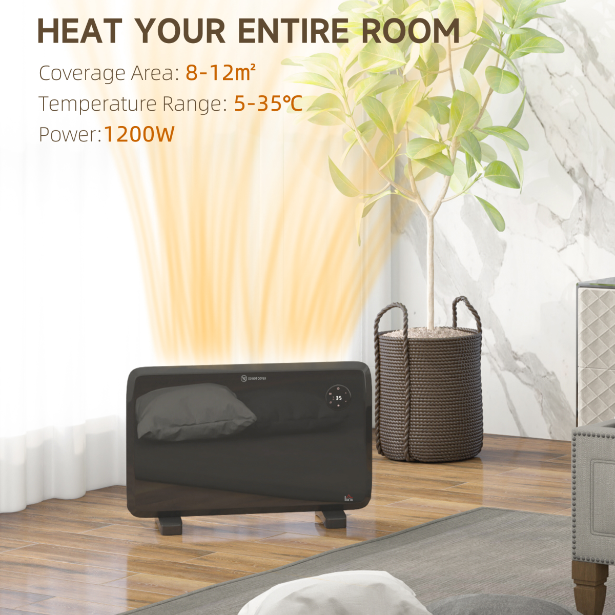 Slim Electric Heater: Quiet, Stylish, and Adjustable Warmth with Remote